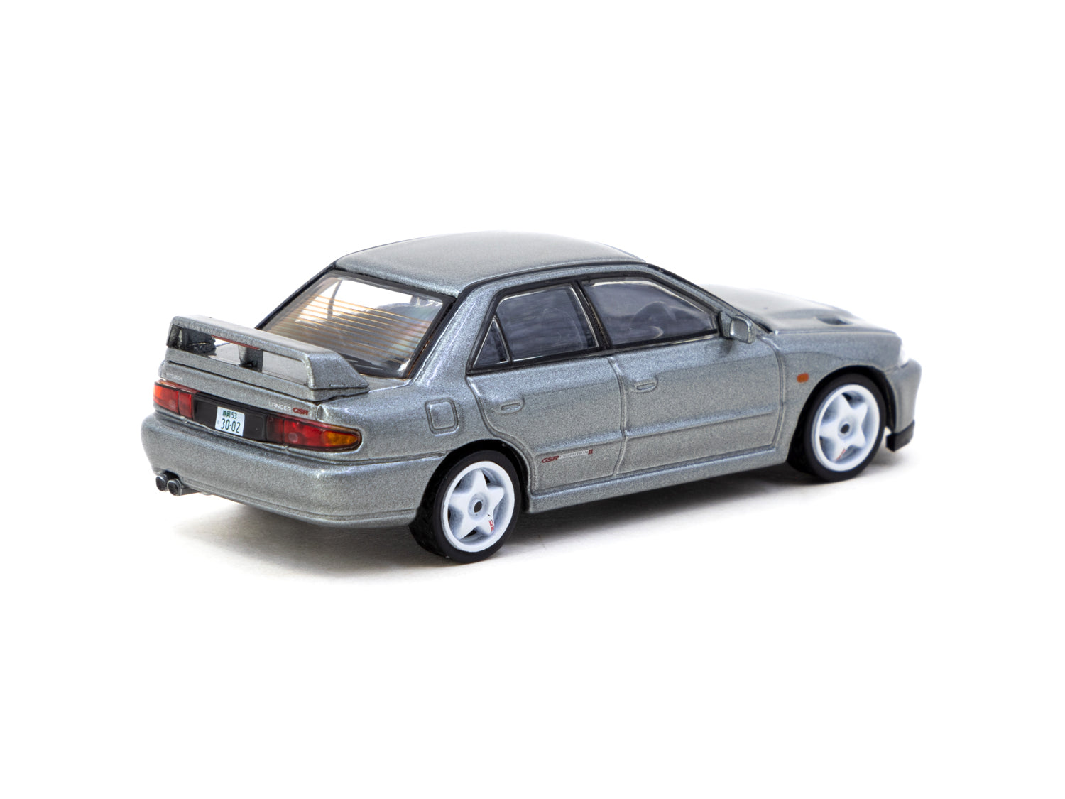 Tarmac Works 1/64 Scale Mitsubishi Lancer RS Evolution II Diecast Model Car - White Malaysia Special Edition Collectible for Car Enthusiasts | Perfect for Display, Gifts & Racing Collections