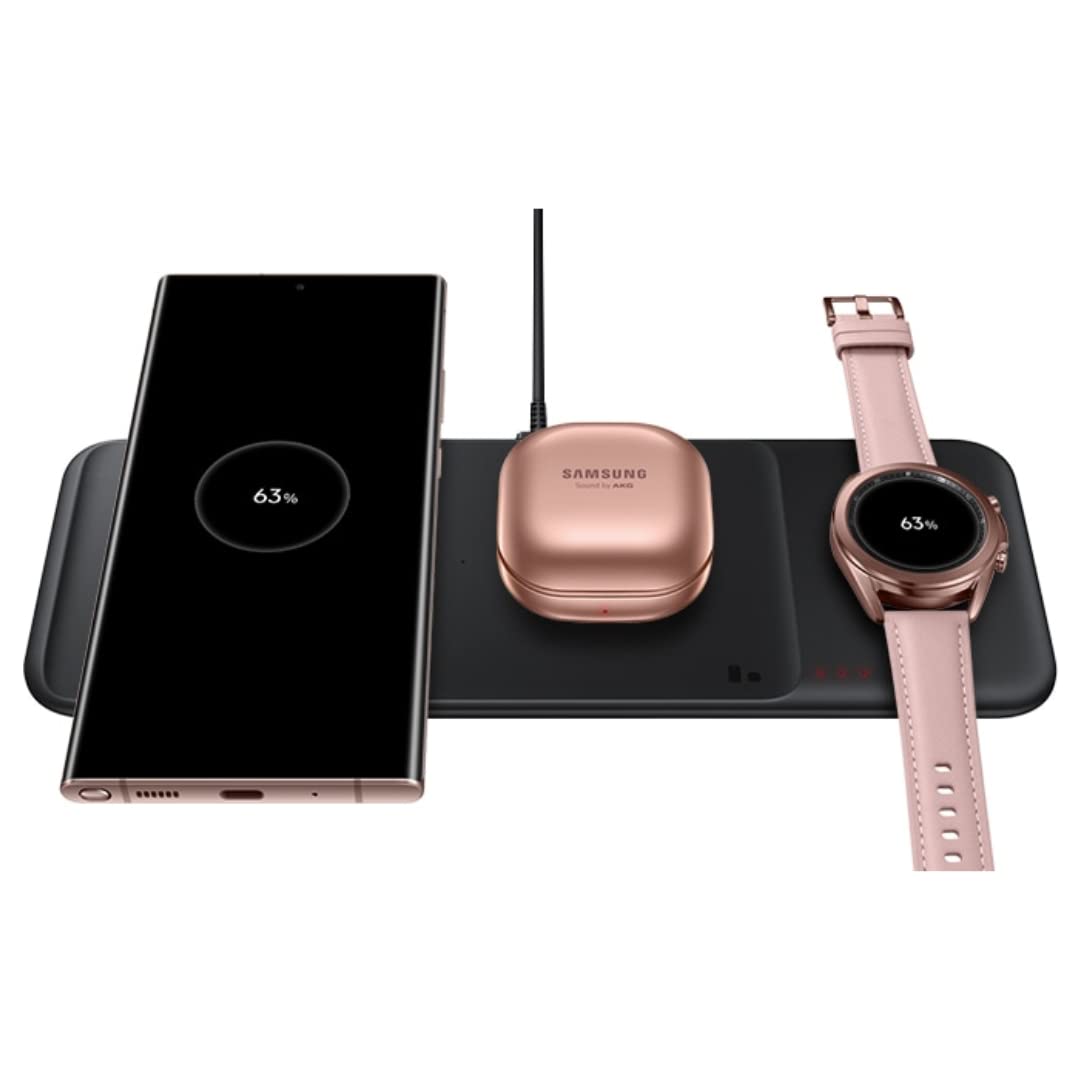 Samsung Galaxy Official Wireless Trio Charging Pad - Fast Qi-Certified Charging Station for 3 Devices - White | Perfect for Home, Office & Travel