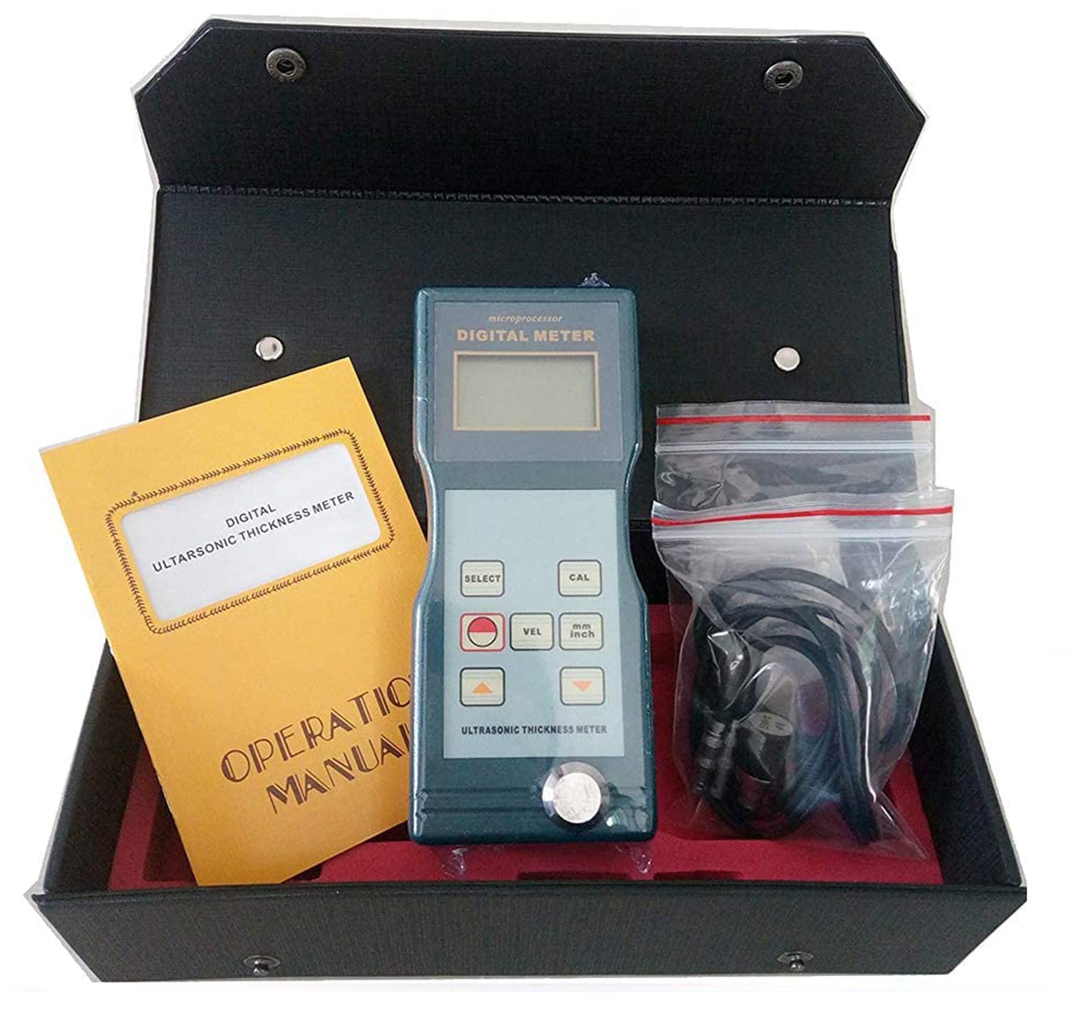 Ultrasonic Thickness Gauge Meter Tester - 1.5mm to 200mm Measurement Range with RS-232C Data Cable & Software - Ideal for Metal, Plastic, Glass Thickness Testing in Industrial, Manufacturing, and Quality Control Applications