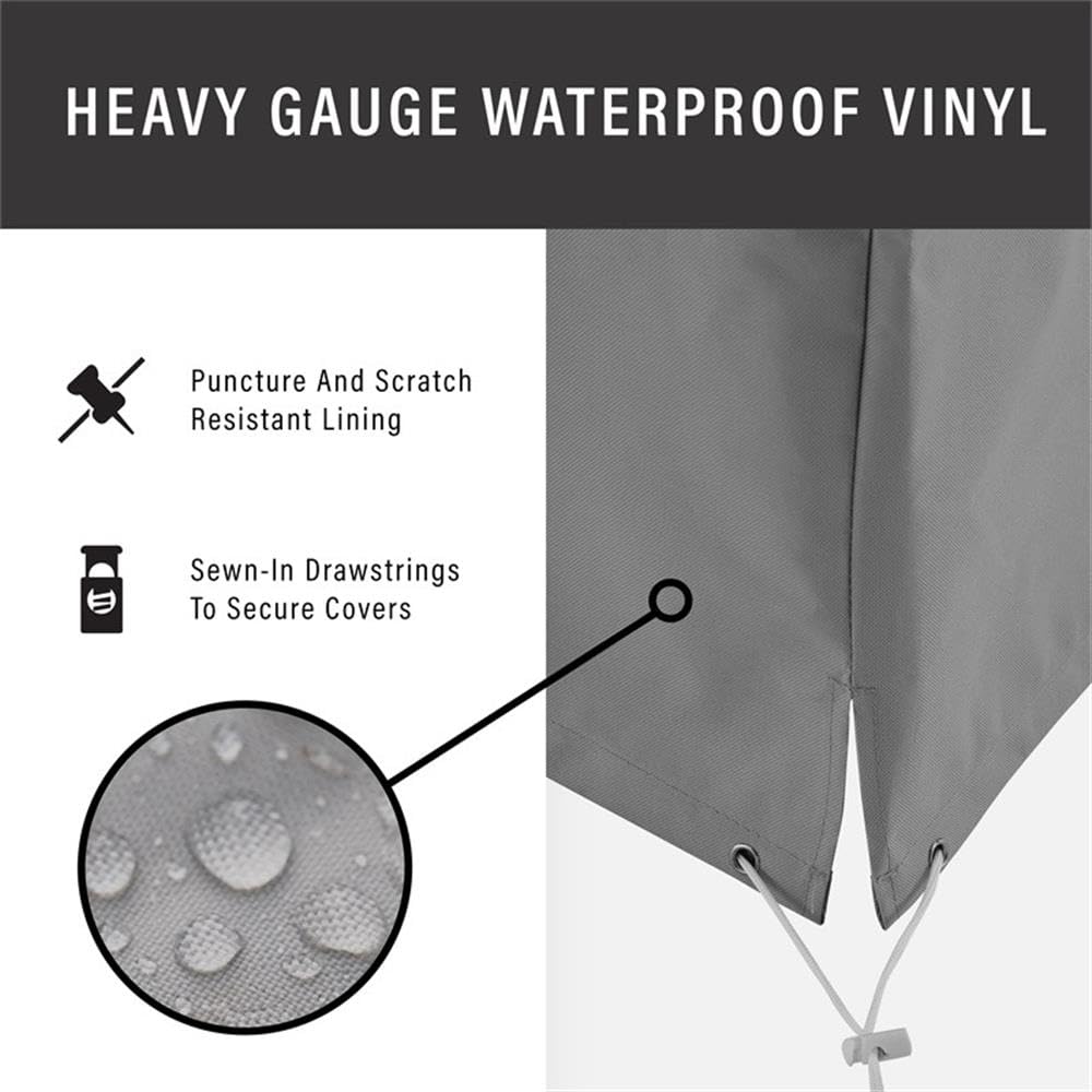 Square Vinyl Polyester Waterproof Outdoor Coffee Table Cover - Gray - Perfect for Patio, Deck, and Garden Furniture Protection
