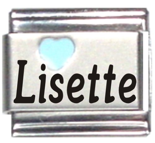 Lisette Light Blue Heart Laser Name Italian Charm Link Bracelet - Personalized Name Jewelry for Women - Perfect for Gifts, Anniversaries, and Special Occasions