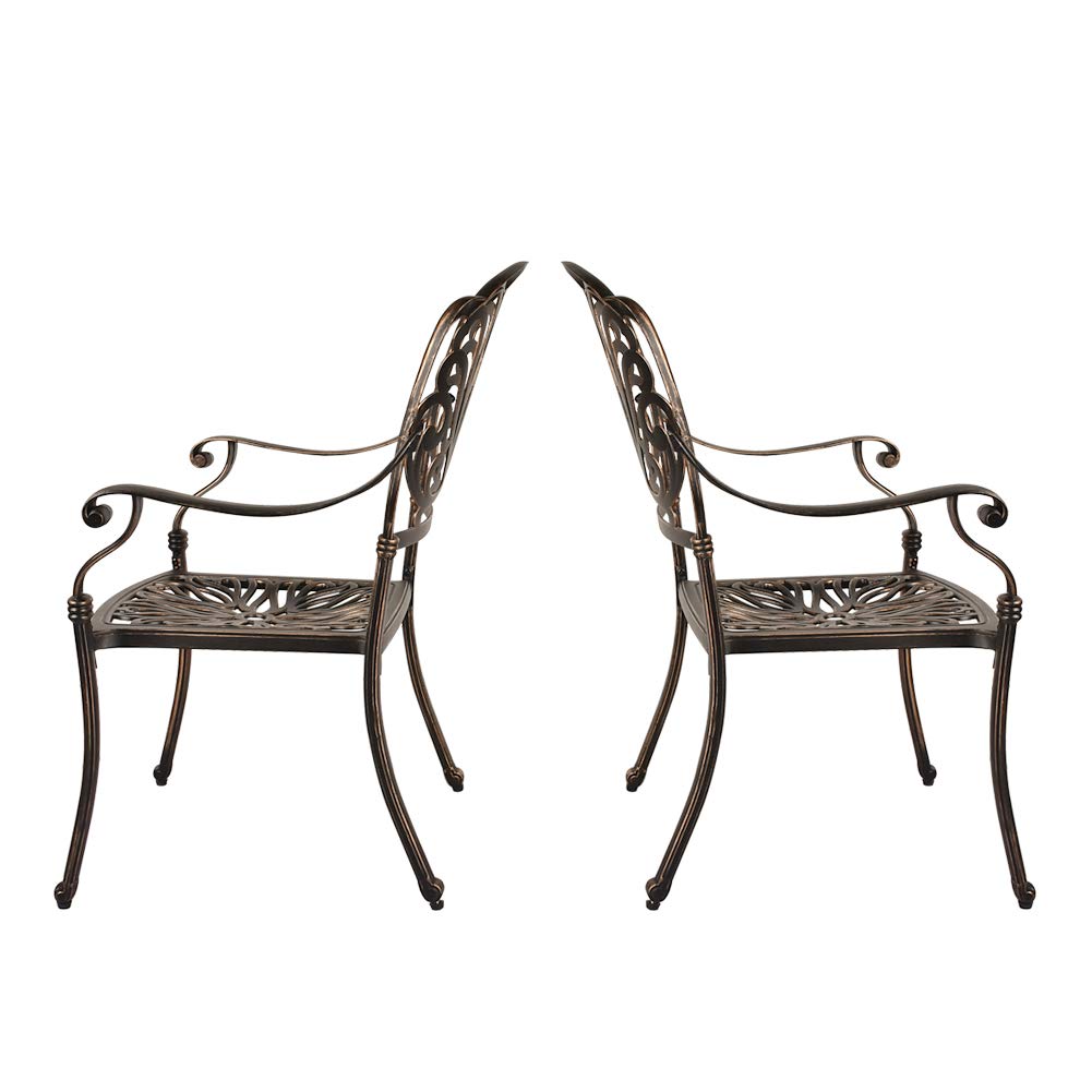 2-Piece Patio Bistro Dining Chair Set - Heavy Duty Cast Aluminum Outdoor Chairs with Antique Bronze Finish - Perfect for Garden, Balcony, and Backyard Dining