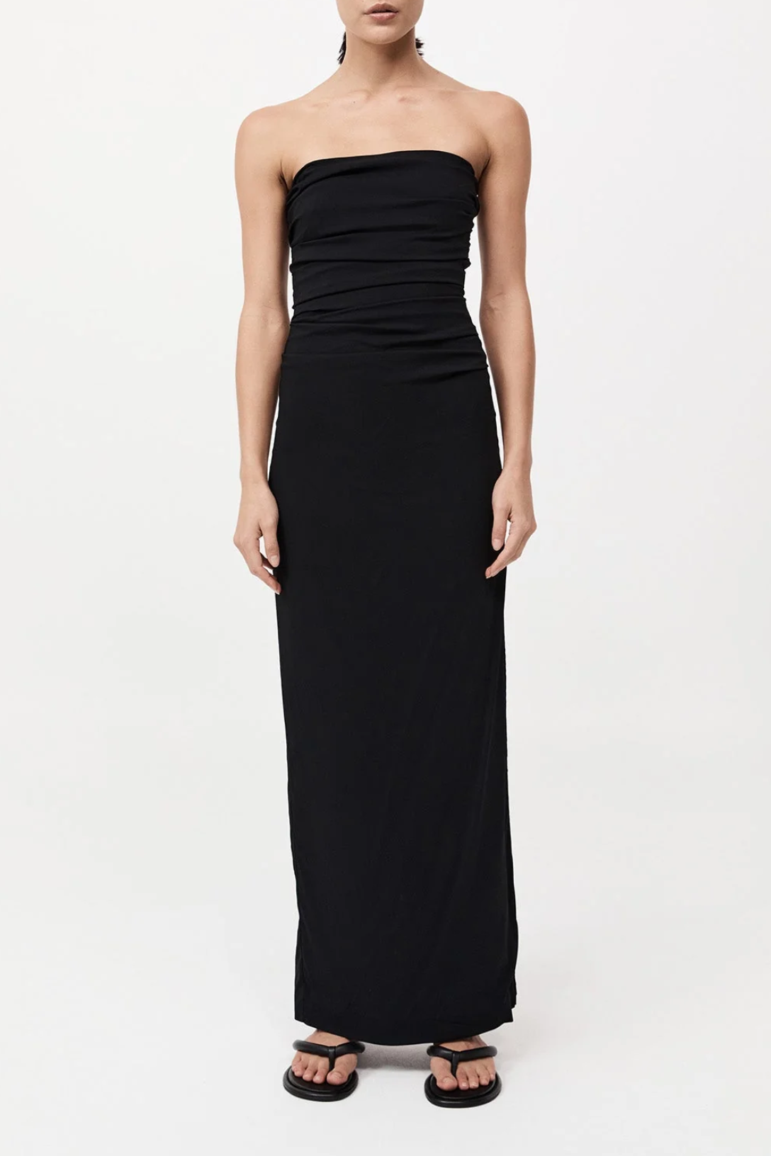 Strapless Tie Back Dress for Women - Elegant Black Satin Evening Gown | Perfect for Cocktail Parties, Date Nights & Formal Events