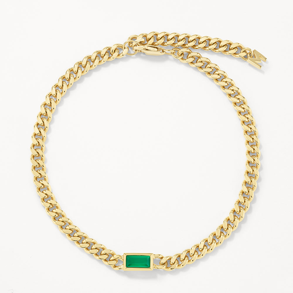 Stylish Green Agate Curb Chain Bracelet in Gold - Perfect for Everyday Wear, Gift Giving & Boho Fashion
