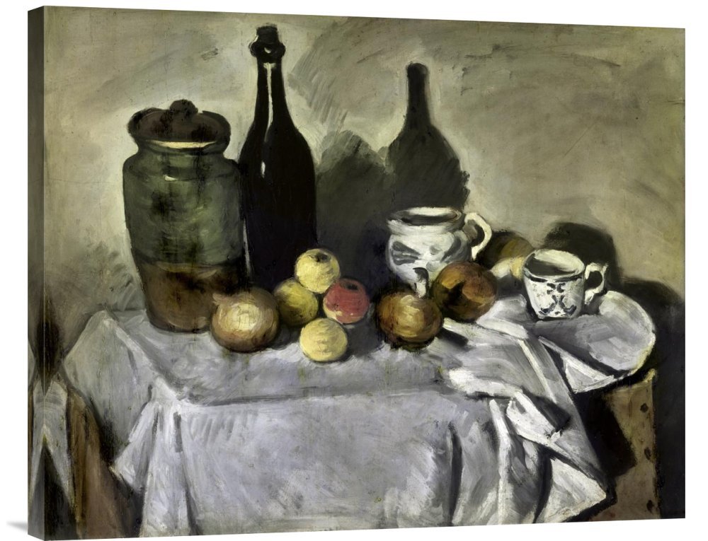 Paul Cezanne Still Life with Table Utensils Canvas Wall Art Print - Gallery Wrap Giclee Reproduction - Modern Home & Office Decor - Perfect for Living Room, Bedroom or Dining Area