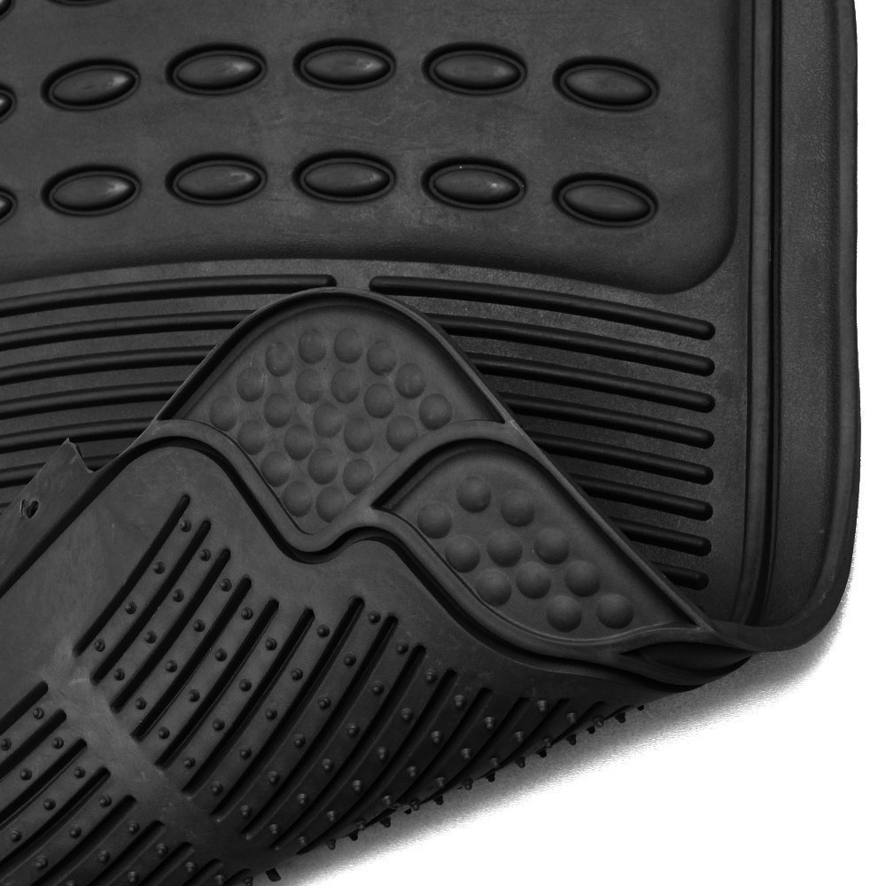 Premium Heavy Duty Rubber Floor Mats for Trucks, Sedans & SUVs - All Weather Protection, Non-Slip Design (Black) - Perfect for Off-Road, Daily Commute & Family Road Trips