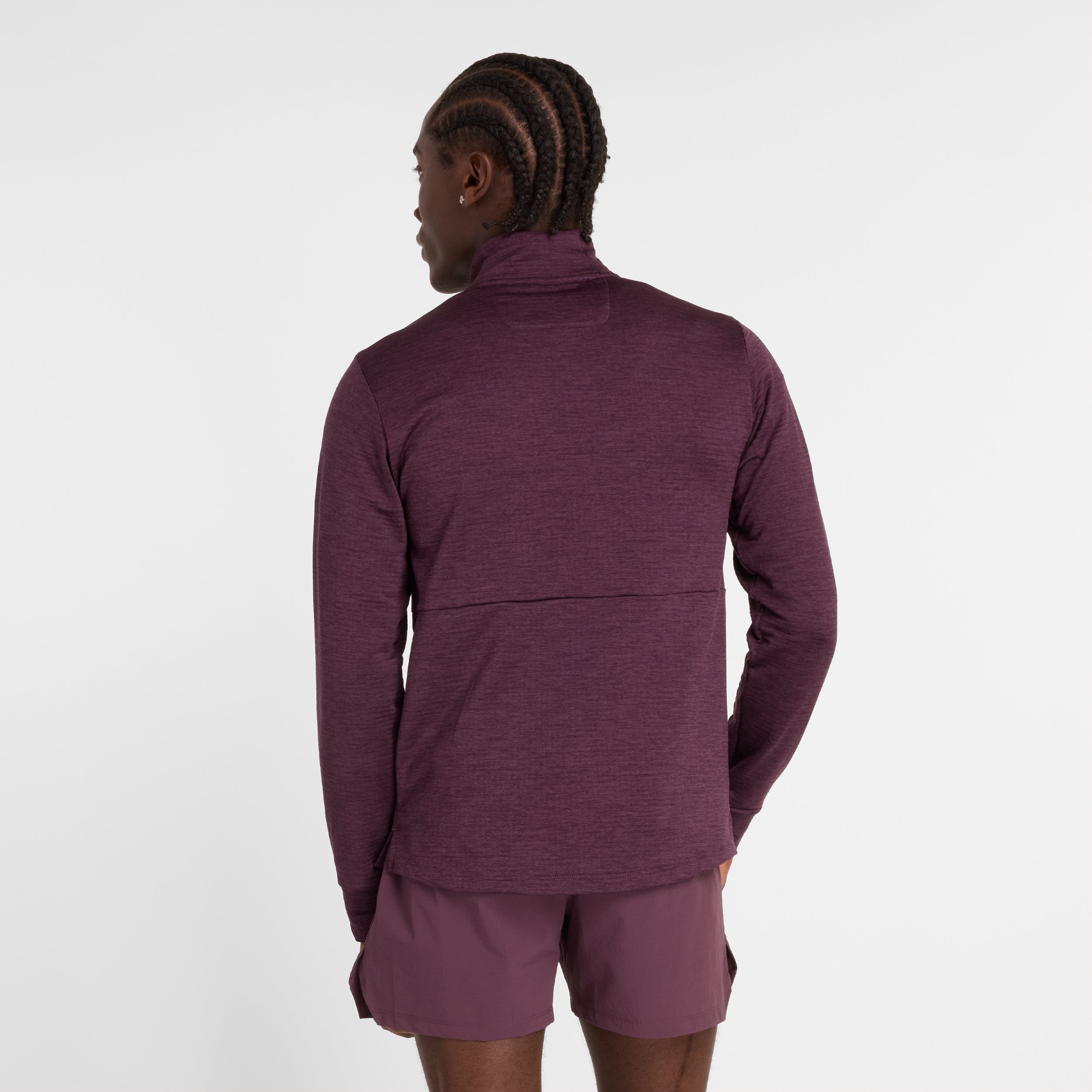 Men's Athletic Heat Grid 1/2 Zip Pullover - Moisture Wicking & Thermal Insulation (PLN Plum Brown) - Perfect for Running, Hiking & Outdoor Workouts