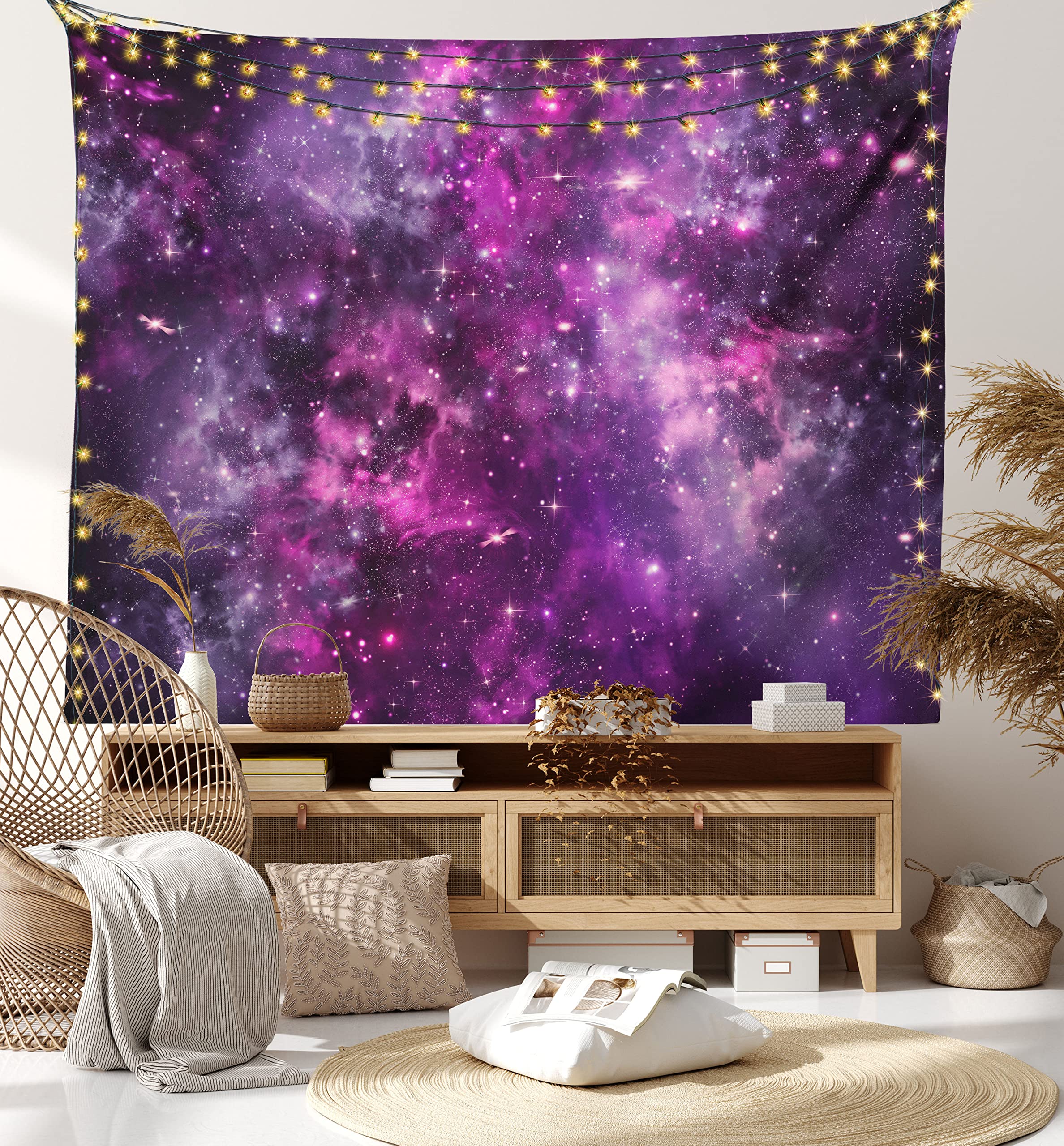 Ambesonne Purple Galaxy Tapestry - Outer Space Nebula with Star Clusters Wall Hanging Decor for Bedroom, Living Room, Dorm - 60