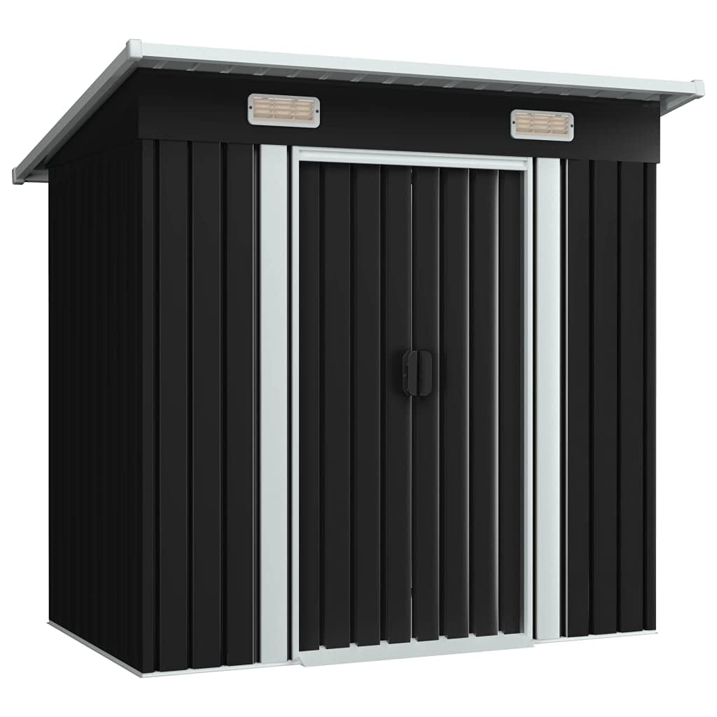 Outdoor Storage Shed with Strong Foundation - Heavy Duty Steel Garden Shed for Patio Furniture, Lawn Mower, Bikes & Beach Chairs | Weather-Resistant Anthracite Finish | Perfect for Backyard, Garage & Poolside Storage