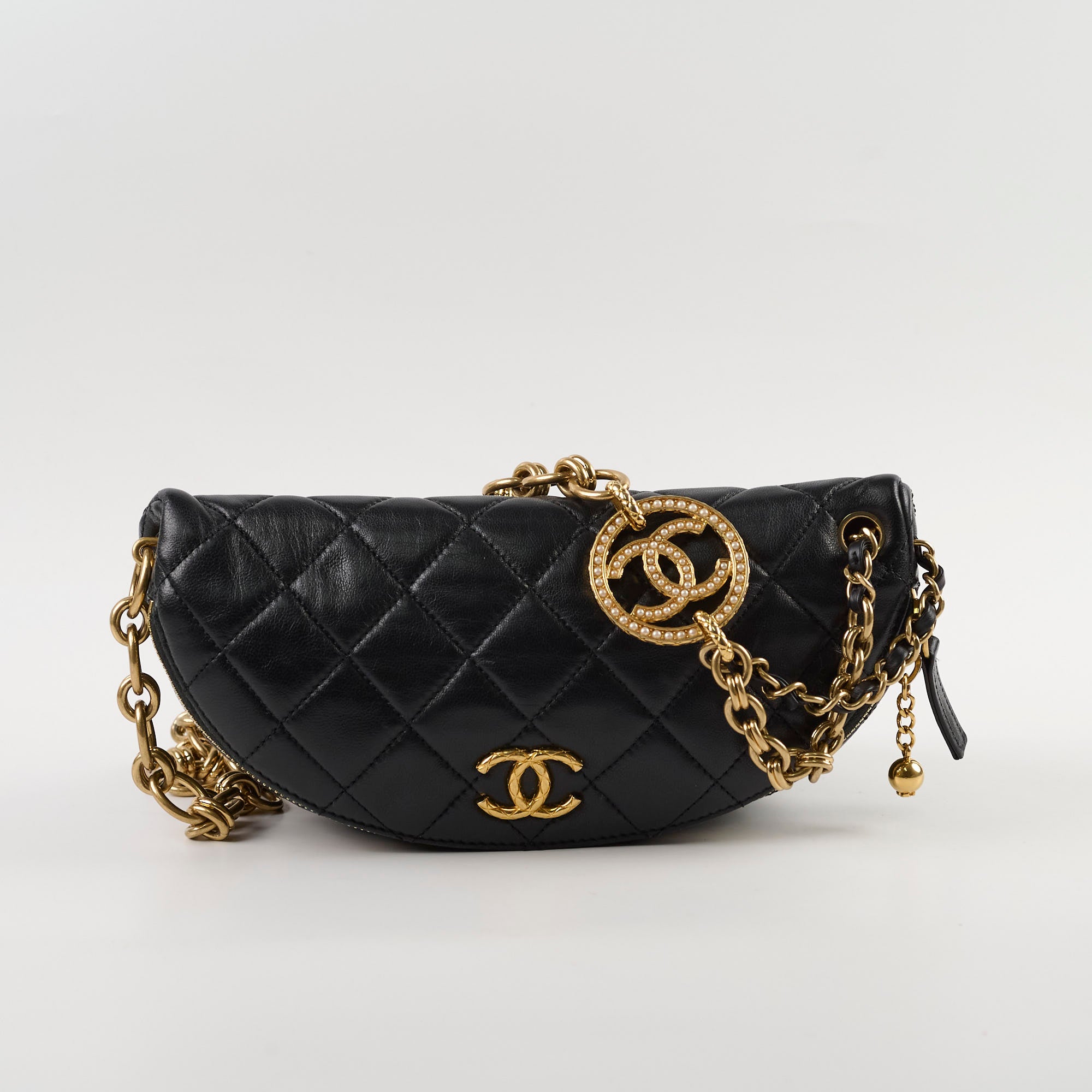 Chanel Lambskin Leather Gold Chain Crossbody Bag Black - Luxury Designer Shoulder Purse for Women, Perfect for Date Night & Evening Events