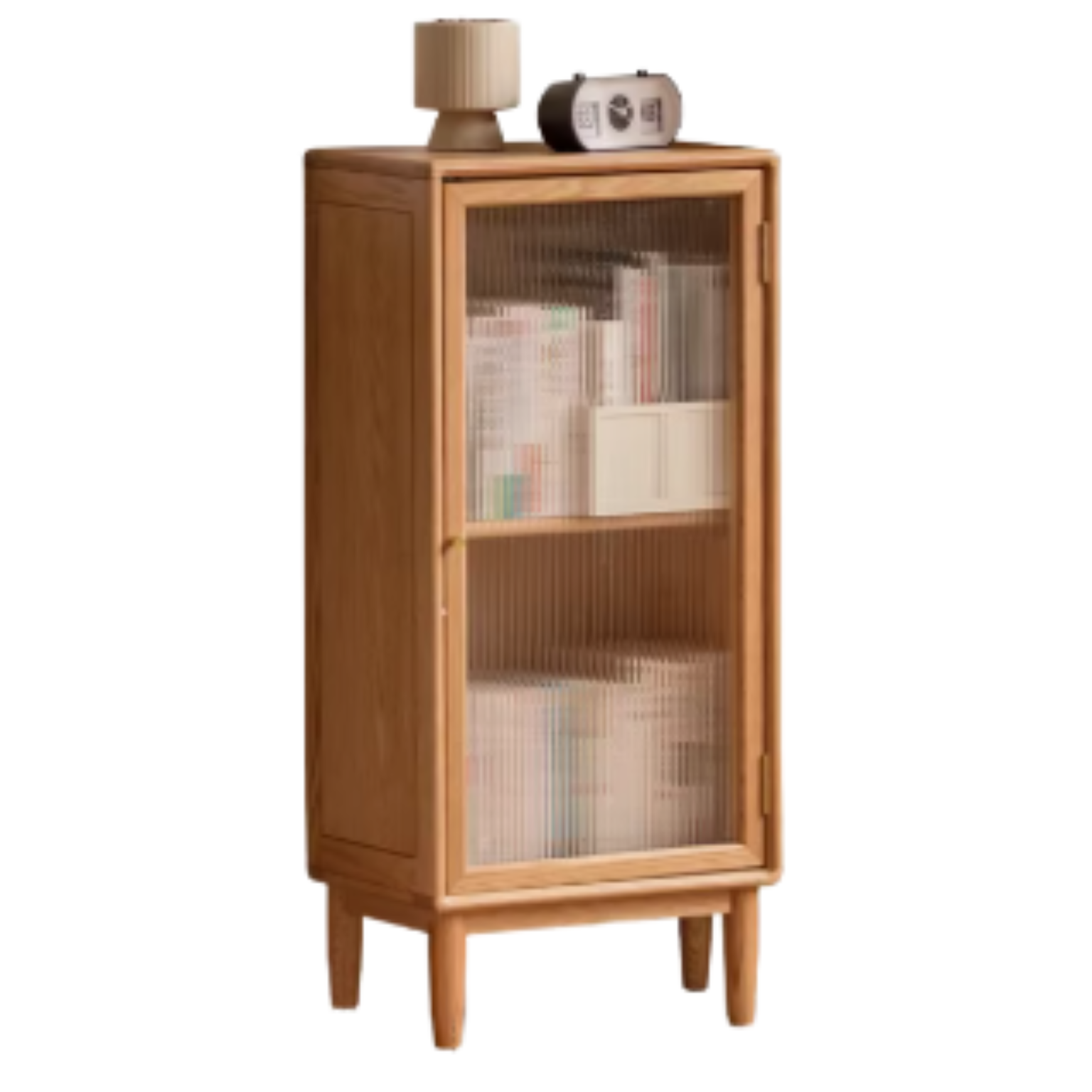 Solid Oak Wood Side Cabinet - Small Bookcase with Adjustable Shelves for Living Room, Bedroom, or Office Storage | Rustic Home Decor Furniture