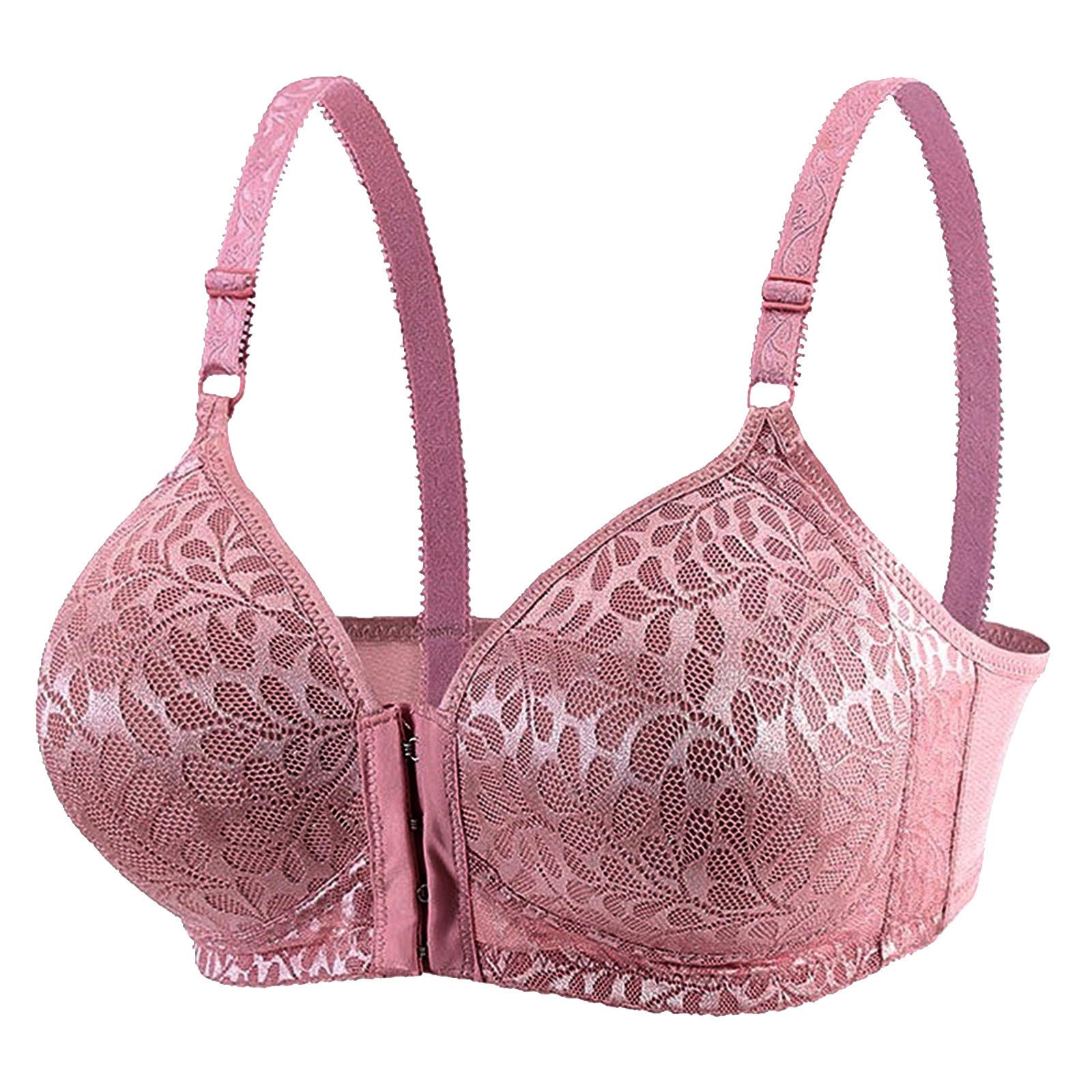 Wirefree Full Coverage Plus Size Bras for Women - Front Close Lace Push Up Bra, Soft Comfort Everyday Wear for Full Figure - Perfect for Work, Lounge & Special Occasions