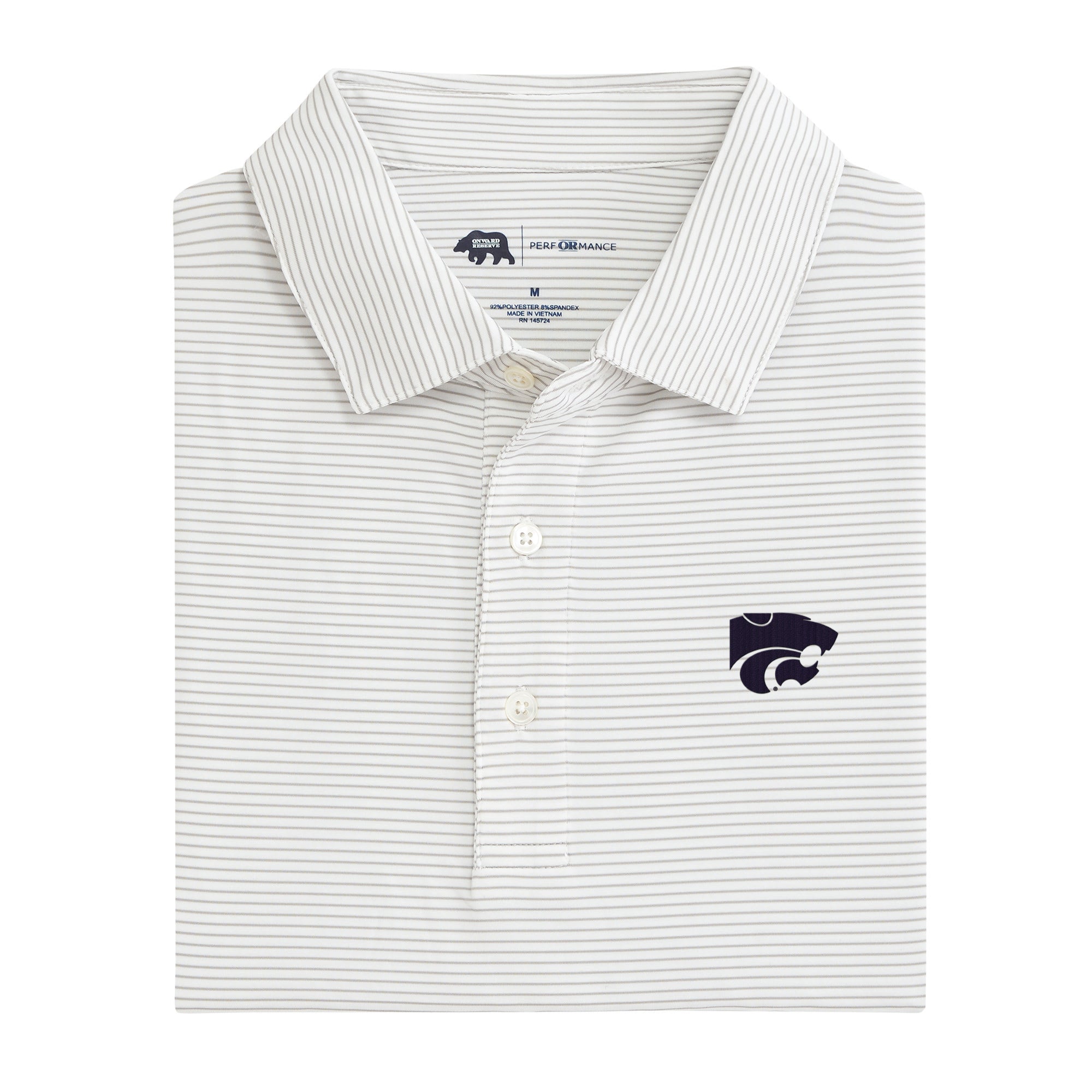 Kansas State Wildcats Birdie Stripe Performance Polo Shirt - Moisture Wicking, Breathable for Golf, Tennis & Outdoor Sports