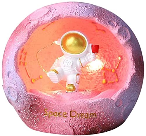 Astronaut Night Light - Pink Spaceman LED Desk Lamp for Bedroom, Kids Room & Living Room Decor | Cool Space-Themed Home Decoration Gift for Boys & Girls