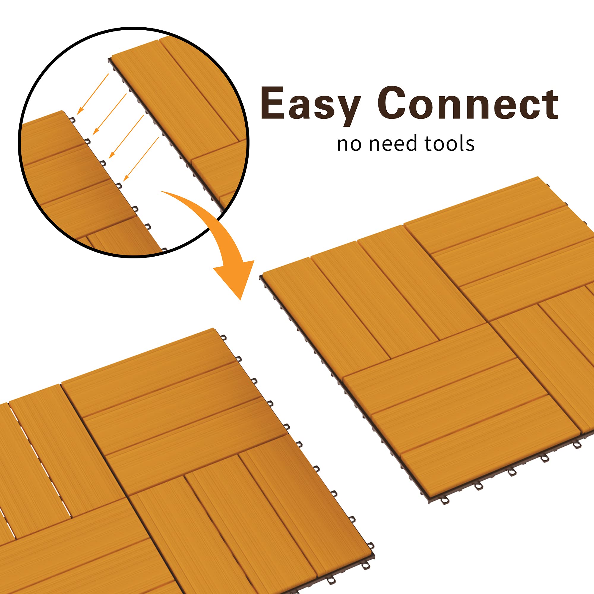 Premium Acacia Wood Interlocking Deck Tiles - 12