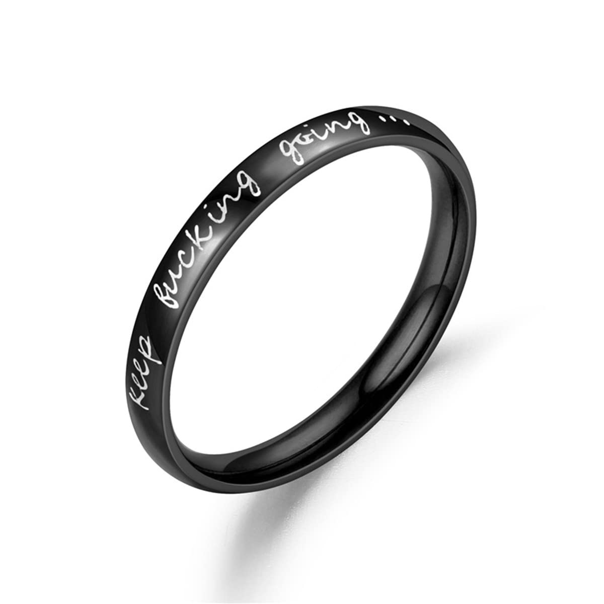 Keep Fucking Going Motivational Ring - Stainless Steel Stackable Rings for Men & Women - Inspirational Jewelry for Birthday, Graduation & Work Gifts - Perfect for Daily Wear, Gym Motivation & Special Occasions