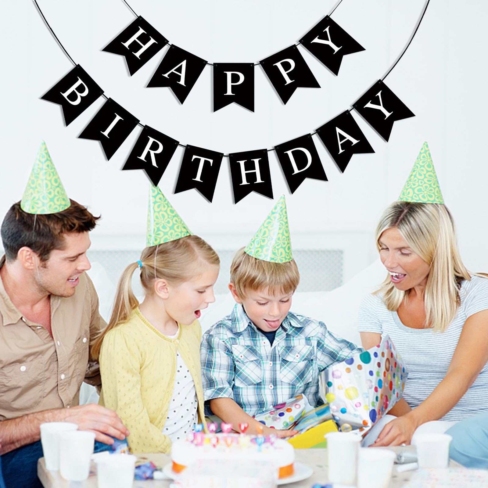Black Happy Birthday Banner - Party Decorations Sign for Birthday Backdrop, Girls Boys Women Celebration | Perfect for Indoor & Outdoor Birthday Parties, Baby Showers, Anniversaries