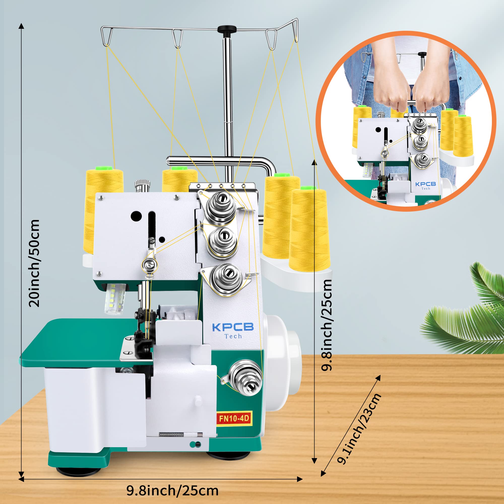 KPCB Serger Sewing Machine - Professional Overlock Machine with LED Light & Accessory Kit (Green) | Perfect for Quilting, Garment Making & DIY Crafts