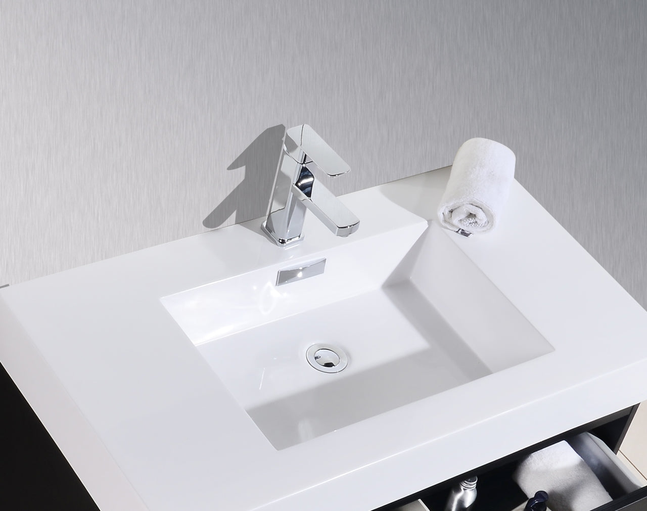 BSL36 Black Wall Mount Bathroom Vanity with Sink - Modern Floating Vanity for Small Bathrooms, Space-Saving Design - Perfect for Apartments, Powder Rooms & Contemporary Homes