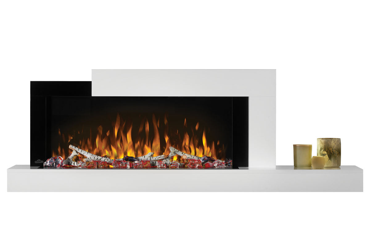 Napoleon Stylus Cara Elite Smart 60-Inch White Wall Mount Electric Fireplace with Shelf - Modern Heating Solution for Living Rooms, Bedrooms & Offices
