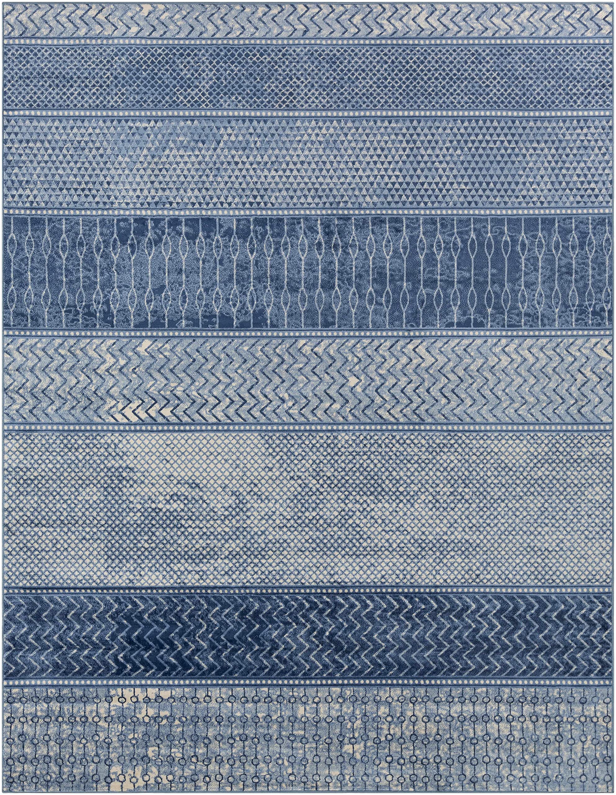 Modern Hauteloom Nampa Area Rug for Living Room & Bedroom - Blue & Ivory - 6'7