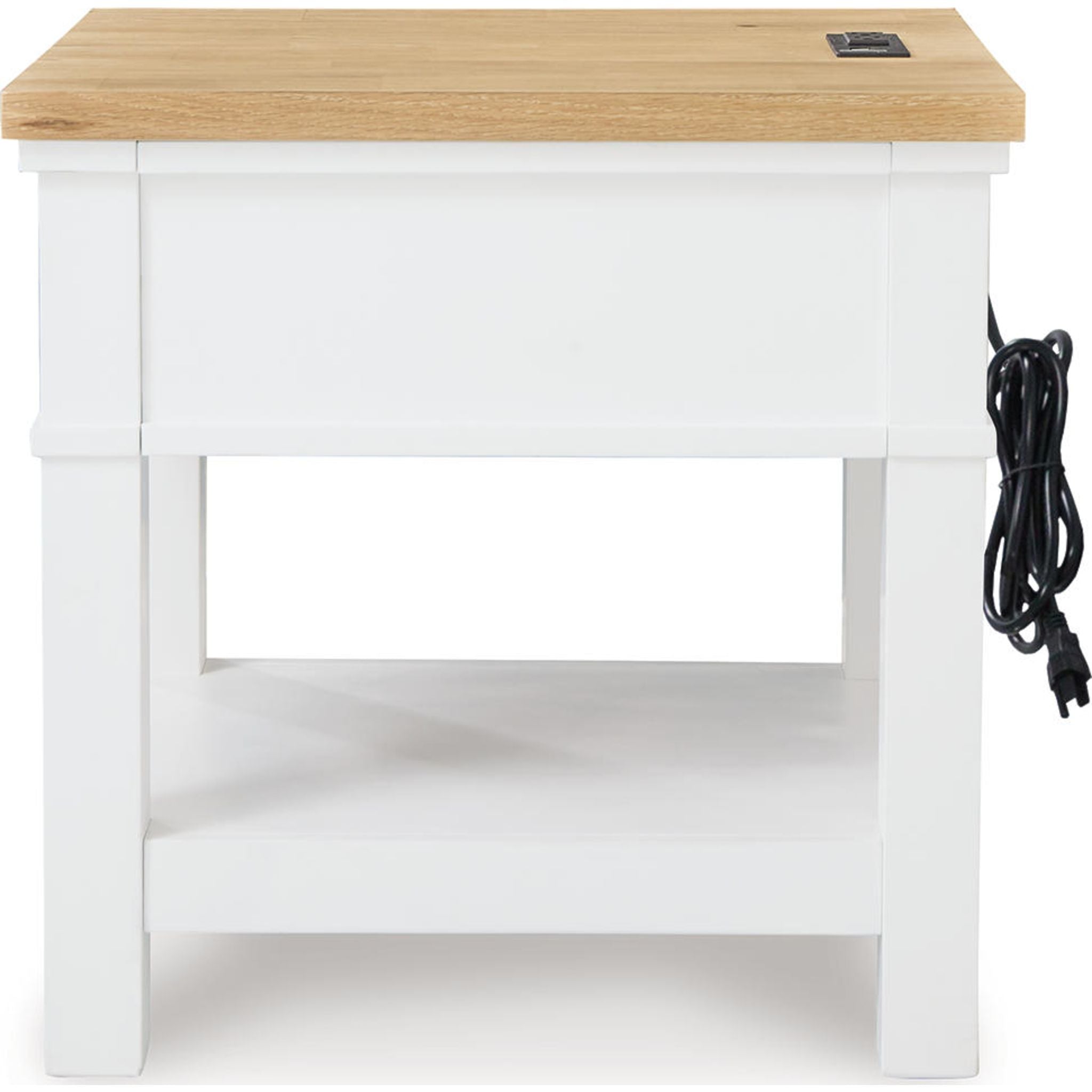 Ashbryn End Table - White & Natural Wood Nightstand for Living Room, Bedroom & Office - Modern Side Table with Storage Shelf