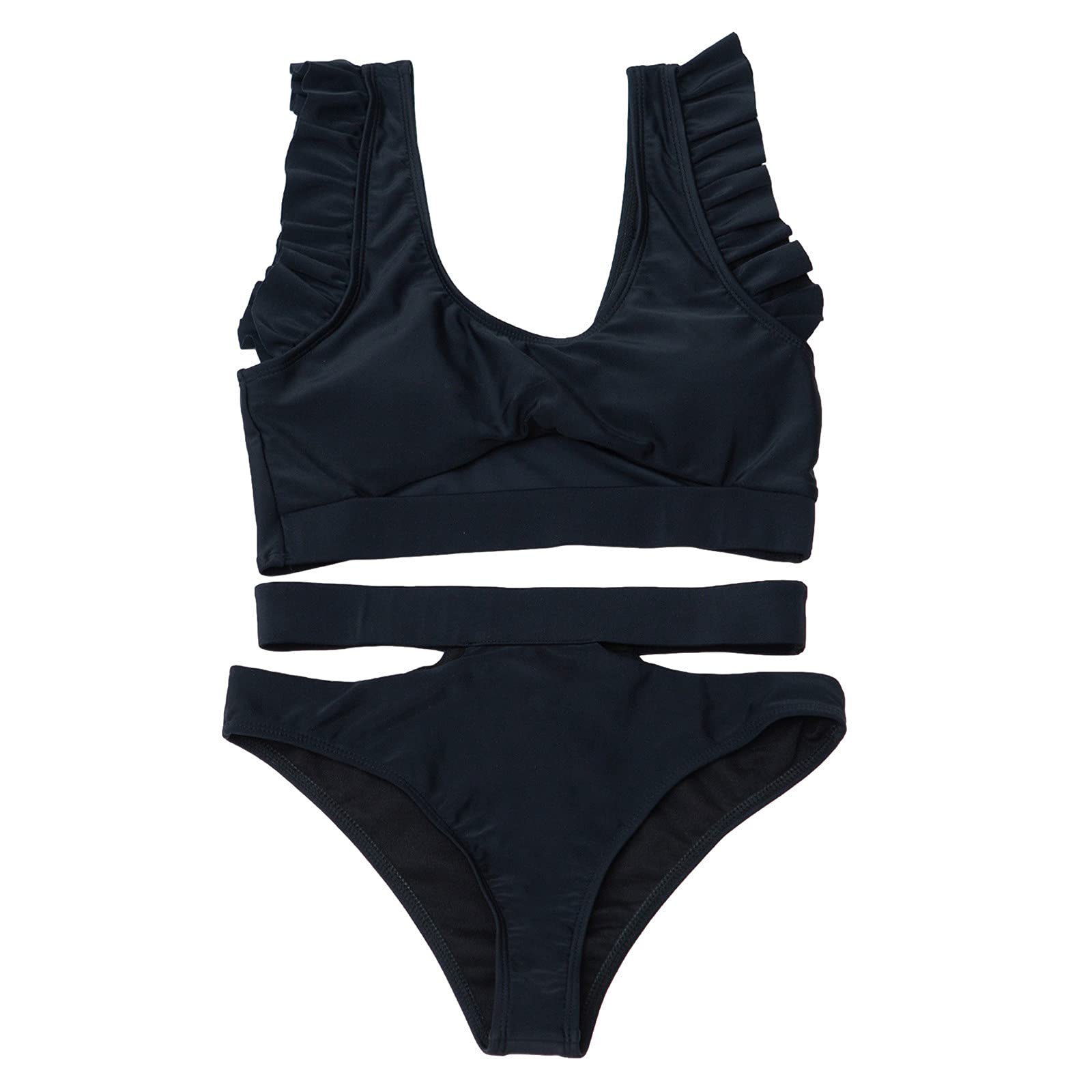 Women's Two Piece Swimsuits - Solid Hollow Out Bikini Set, Bandage Beachwear for Swimming & Sunbathing | Perfect for Pool Parties, Beach Vacations & Summer Getaways