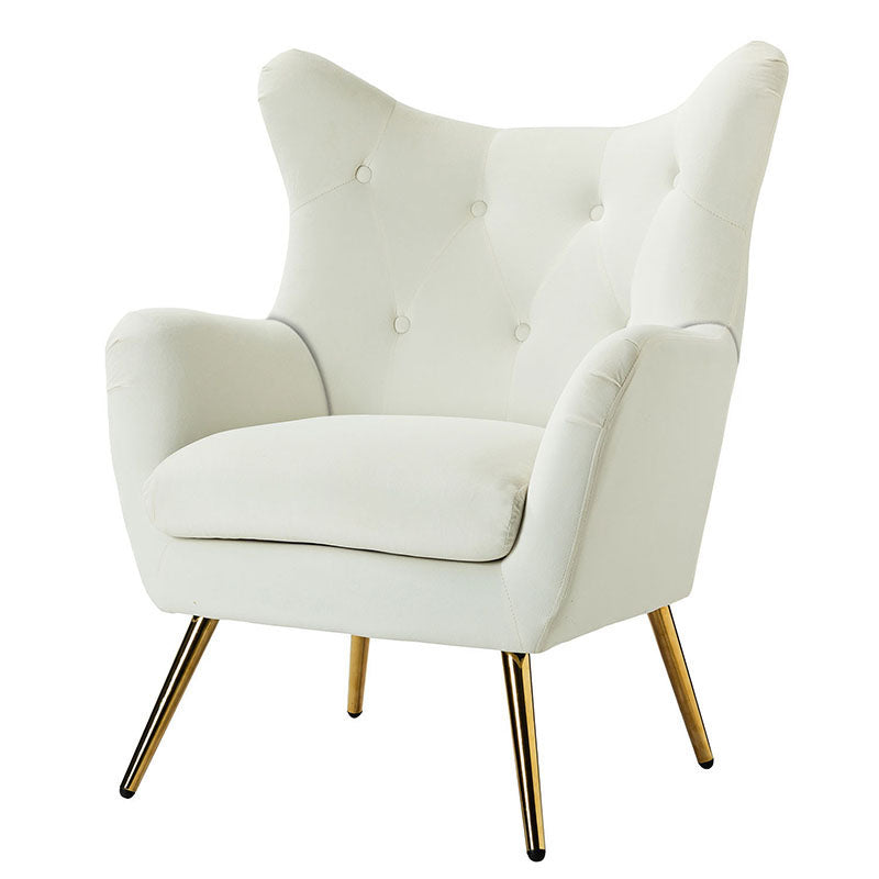 Luxury Isabelle Wingback Velvet Upholstered Armchair - High Back Accent Chair with Sturdy Metal Legs for Living Room, Bedroom & Office Decor