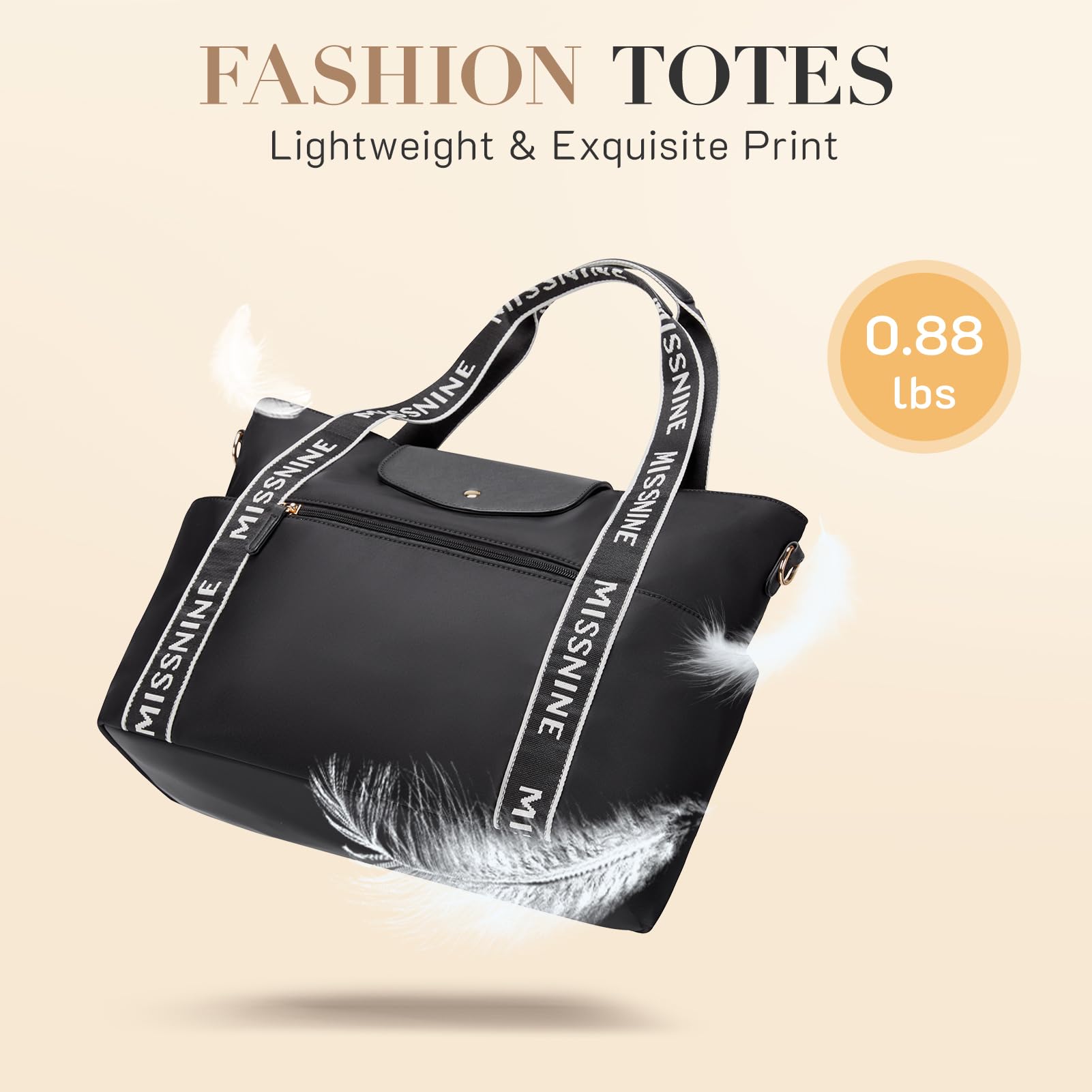 Missnine Lightweight Large Capacity Tote Bag for Women - Durable Work Shoulder Bag Perfect for Teachers, Office Commute & Travel Essentials