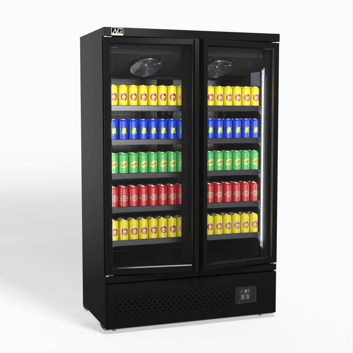 AG Supermarket Commercial Two Glass Door Upright Display Refrigerator 1000L - Perfect for Grocery Stores, Restaurants & Convenience Stores