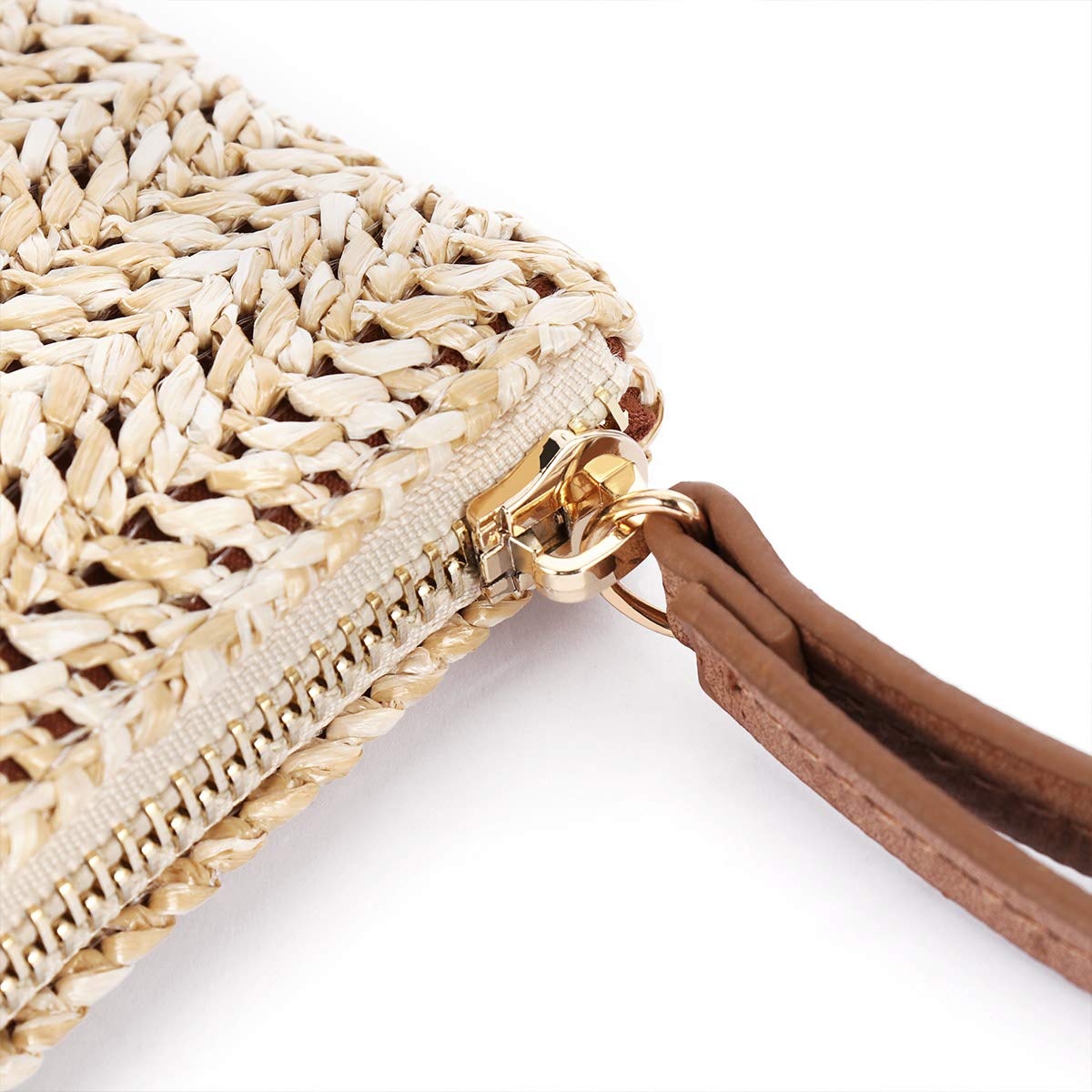 Bohemian Straw Clutch Bag with Zipper - Women's Wristlet Handbag for Summer Beach, Travel & Date Night | Eco-Friendly Woven Straw Purse for Women & Girls