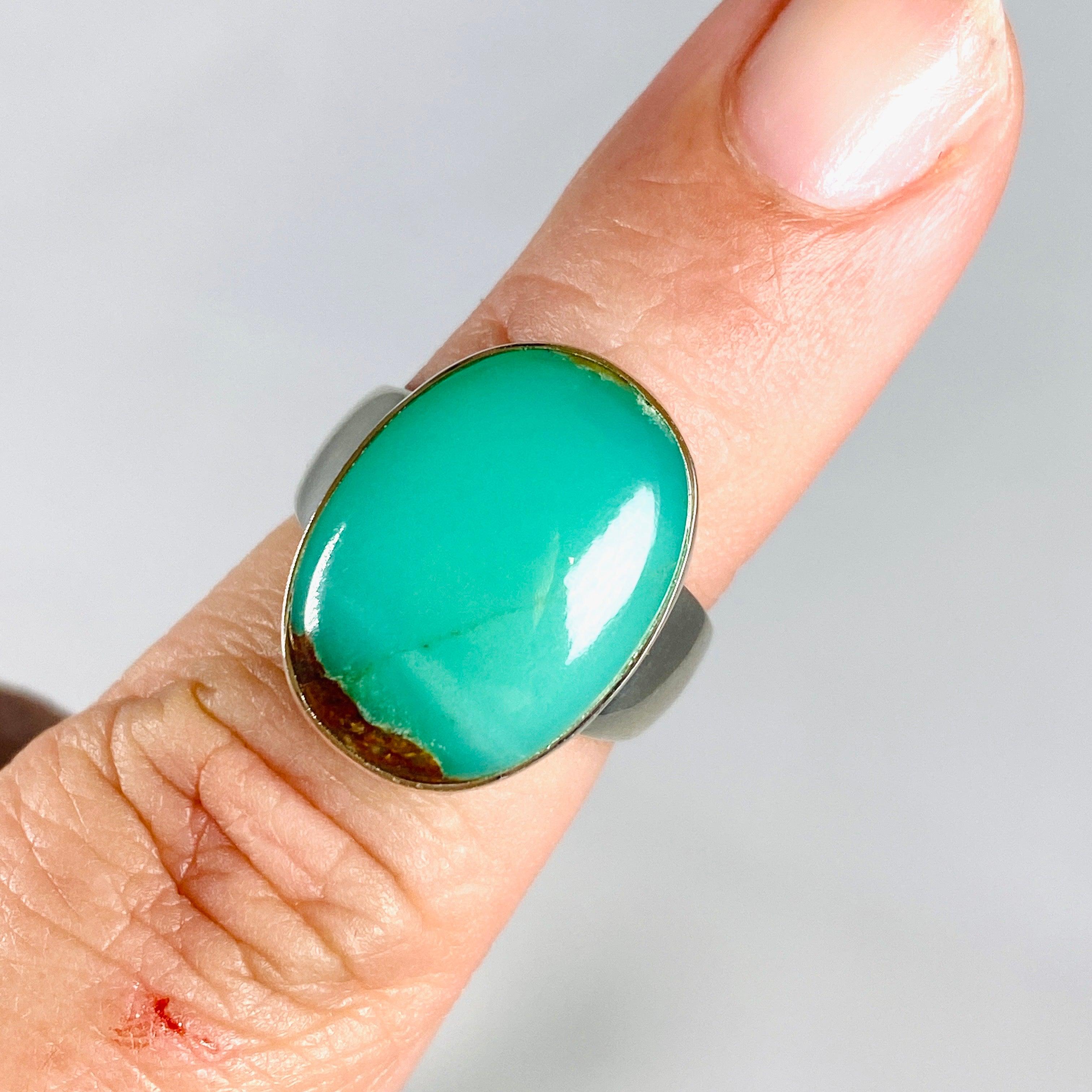Chrysoprase Oval Ring Size 7 - 925 Sterling Silver Women's Jewelry for Everyday Wear & Special Occasions