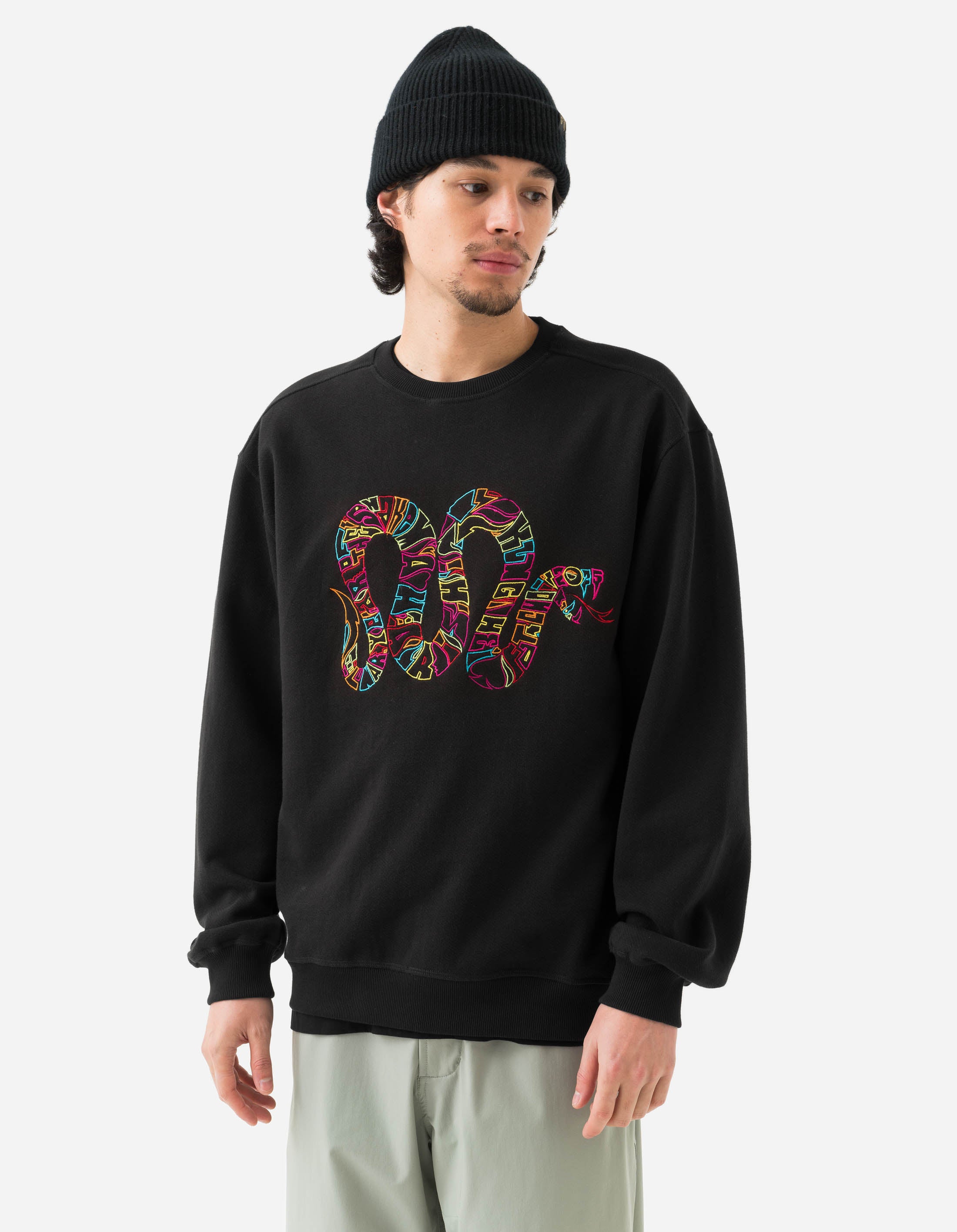 Kay One Year of the Snake Crewneck Sweatshirt - Black Men's Graphic Pullover Hoodie for Streetwear & Casual Fashion