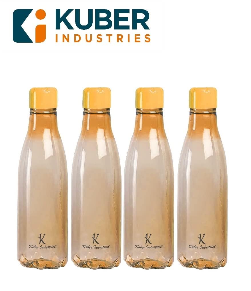 Kuber Industries 4-Pack Unbreakable Leak Proof Plastic Water Bottles - BPA Free Food Grade for Kids & Adults - Orange - Perfect for School, Gym, Hiking and Outdoor Activities