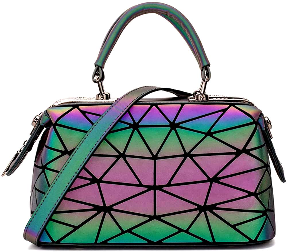 Holographic Crossbody Shoulder Bag - Geometric Luminous Purse for Night Out