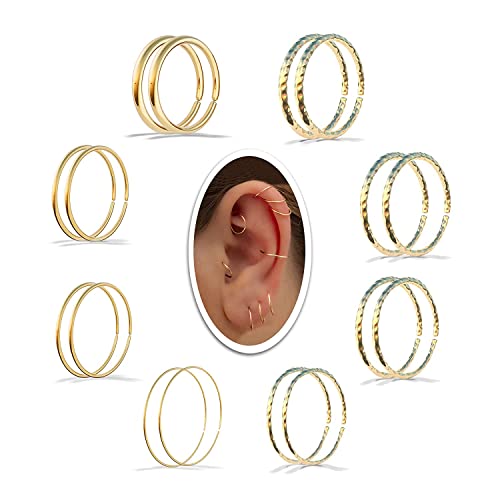 14K Gold Filled Huggie Hoop Earrings for Women - Set of 2 Small 6mm Hoop Earrings (18G) | Perfect for Everyday Wear, Date Nights & Special Occasions