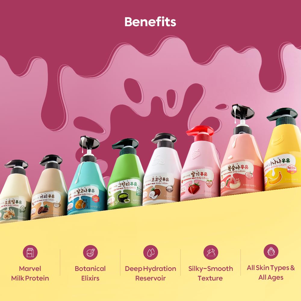 WELCOS KWAILNARA Coffee Milk Body Lotion - Korean Moisturizing Lotion with Caffeine for Dry Skin, 560g / 19.75 Fl oz | Energizing Hydration for Morning Routine & Post-Workout Care