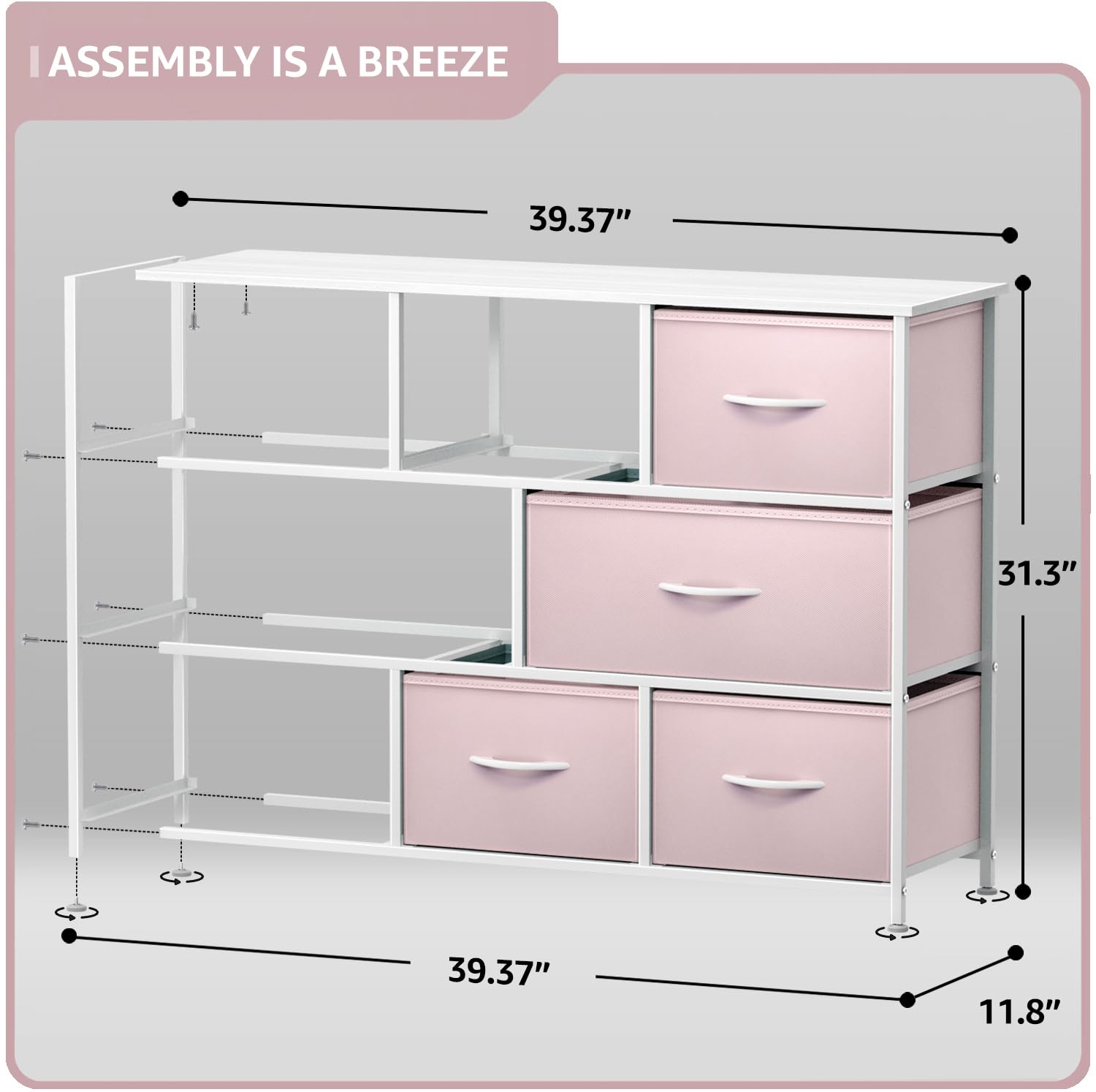 Sorbus 8-Drawer Kids Dresser with Steel Frame & Wood Top - Fabric Bin Storage Organizer for Clothes, Toys & Nursery Essentials - Perfect for Bedroom, Hallway, Kids Room & Closet Organization