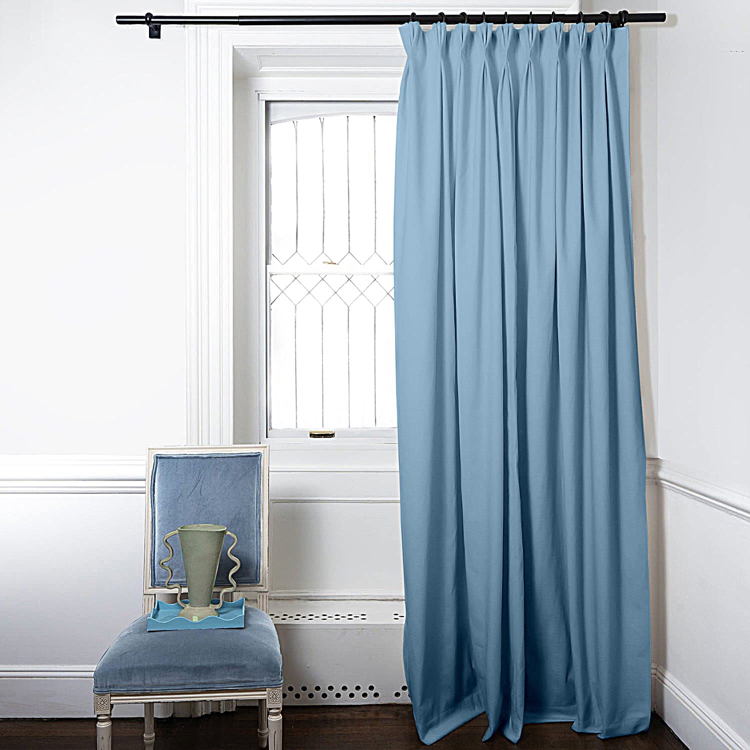 Premium Blackout Curtains - Triple Pinch Pleat Thermal Insulated Room Darkening Drapes - 100% Polyester Spill Proof & Machine Washable Window Treatment Panels (Custom Size, Sky Blue) - Perfect for Bedrooms, Nurseries & Home Theaters