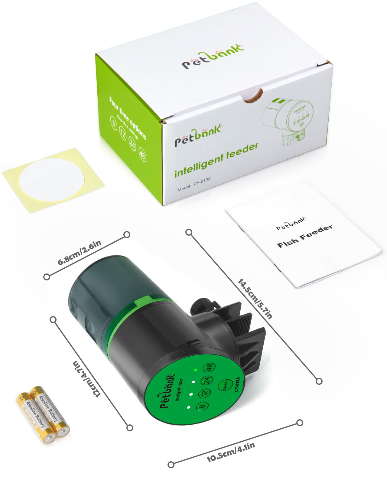 Automatic Fish Feeder for Aquarium - Battery Operated Timer Fish Food Dispenser with 2 AAA Batteries Included - Perfect for Vacation & Daily Feeding