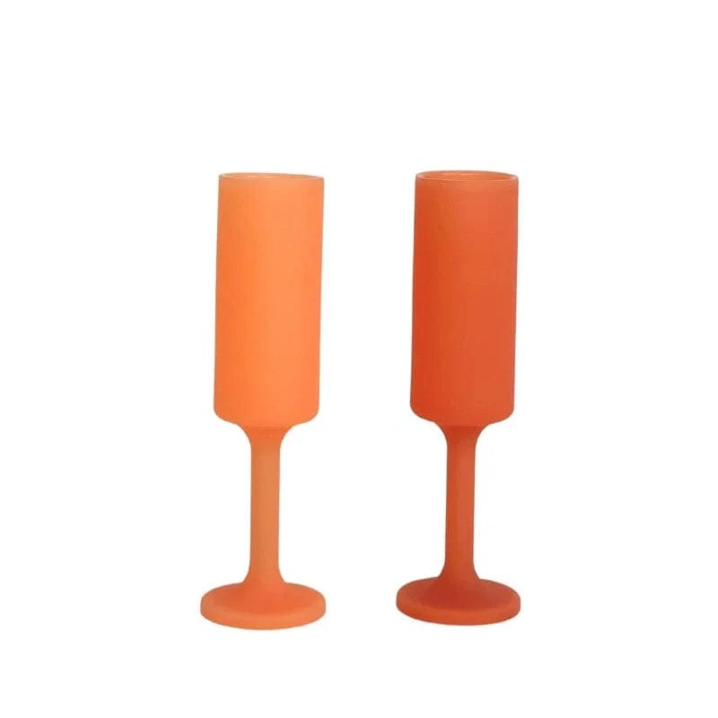 Seff Terra & Peach Silicone Champagne Flutes - Unbreakable Wine Glasses for Outdoor Picnics, Beach Parties & Wedding Receptions (Set of 4)
