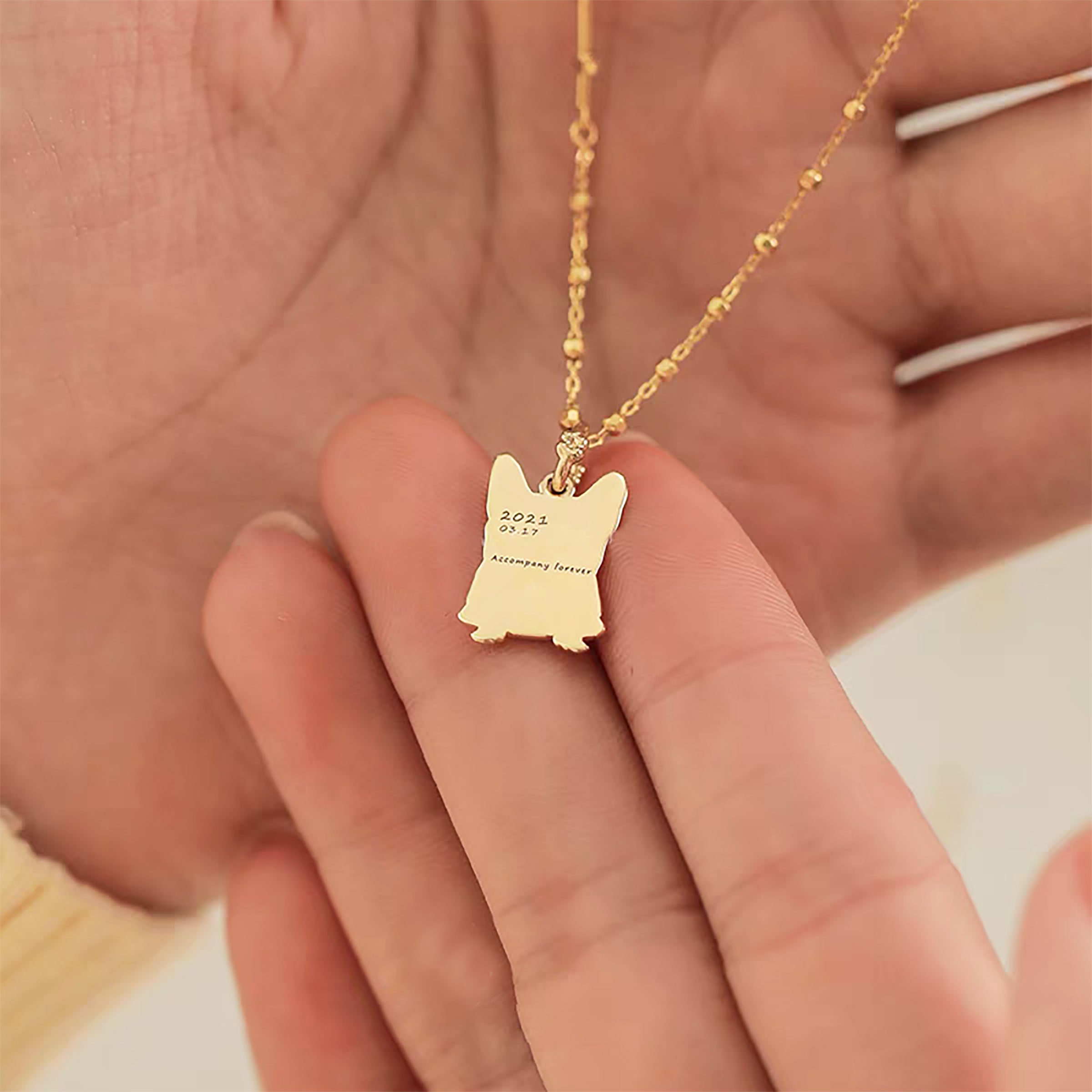 PuppySmile: Solid Gold Paw Print Necklace for Dogs - Perfect Pet Memorial Gift, Custom Engraved Jewelry for Dog Lovers - Ideal for Birthdays, Anniversaries & Remembrance