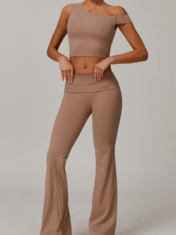 ZASUWA Women's Unique Cutout High Waist Tracksuit Set - Stylish Workout Outfit for Gym, Running & Casual Wear