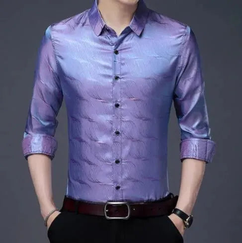 Stewart Men's Satin Summer Shirt - Lightweight Breathable Casual Button Down Shirt for Outdoor Activities, Beach Vacations & Summer Parties