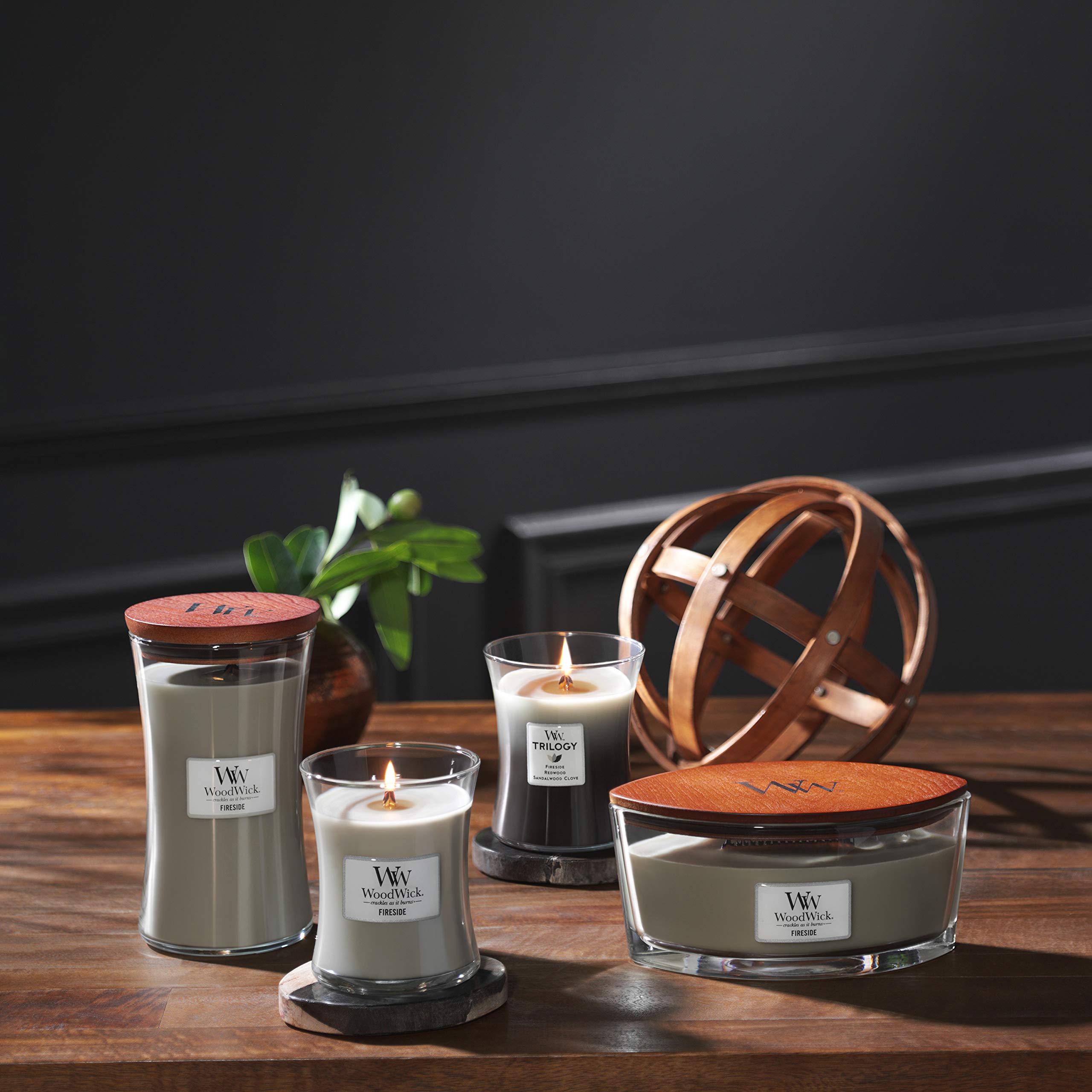 WoodWick Scented Candle with Crackling Wick - Fireside Large Hourglass Candle, Long Lasting 130 Hours Burn Time, Natural Soy Wax, Christmas Gift for Women - Perfect for Relaxation, Home Decor & Cozy Evenings by the Fireplace