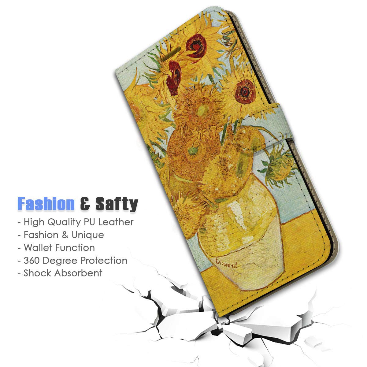Premium Flip Wallet Phone Case for iPhone Xs MAX - A23195 Sunflowers Design | Slim Protective Cover with Card Slots | Perfect for Daily Use, Travel & Business