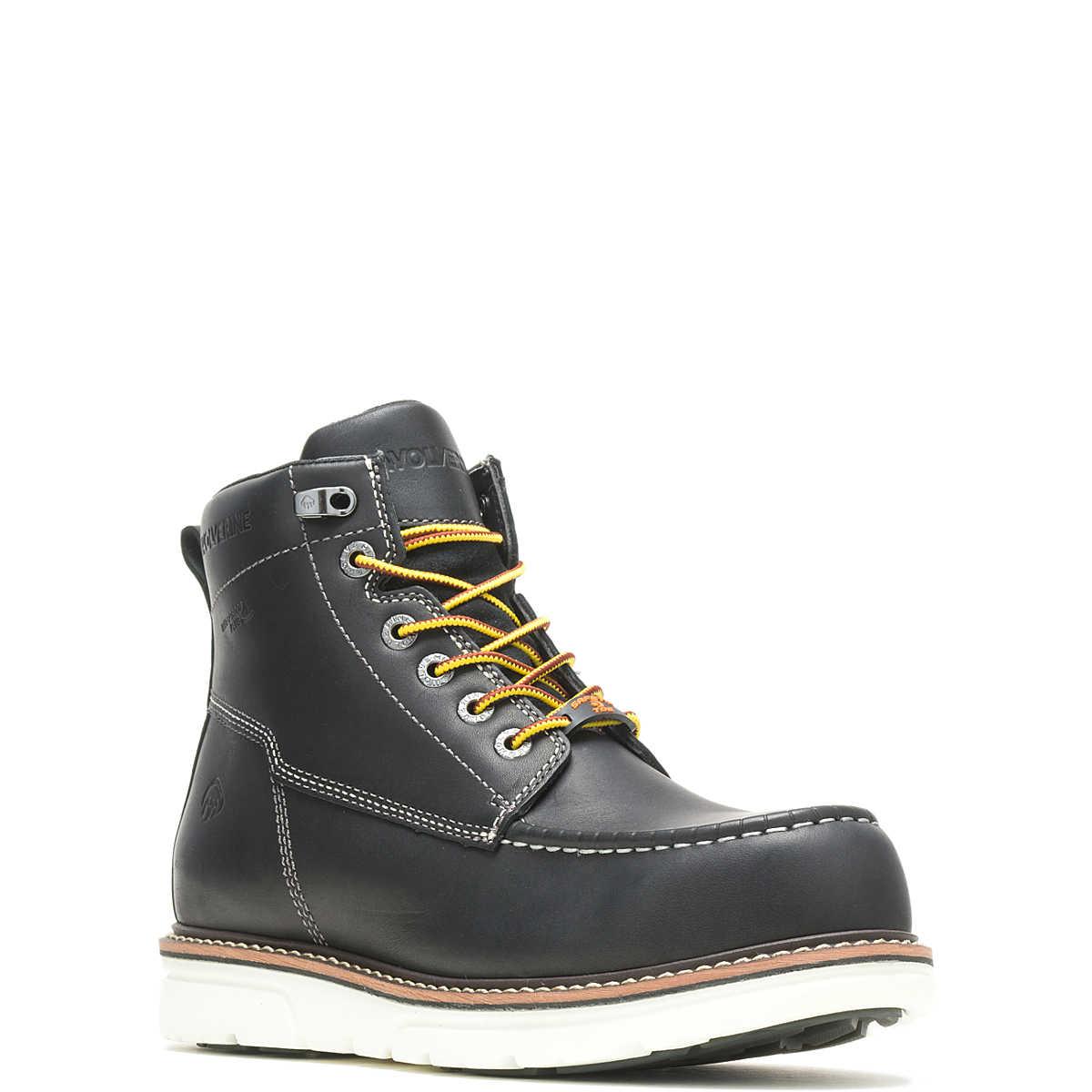 Men's I-90 Durashocks Moc Toe Carbonmax 6 Inch Work Boots - Black Steel Toe Safety Shoes for Construction, Warehouse & Outdoor Work