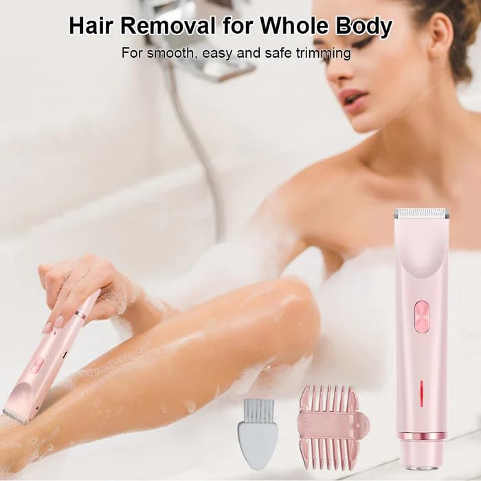 3-in-1 Electric Shaver for Women - Bikini Trimmer & Pubic Hair Remover with Dual Head, Rechargeable & Waterproof (Pink) | Perfect for Travel, Gym & Sensitive Skin Care