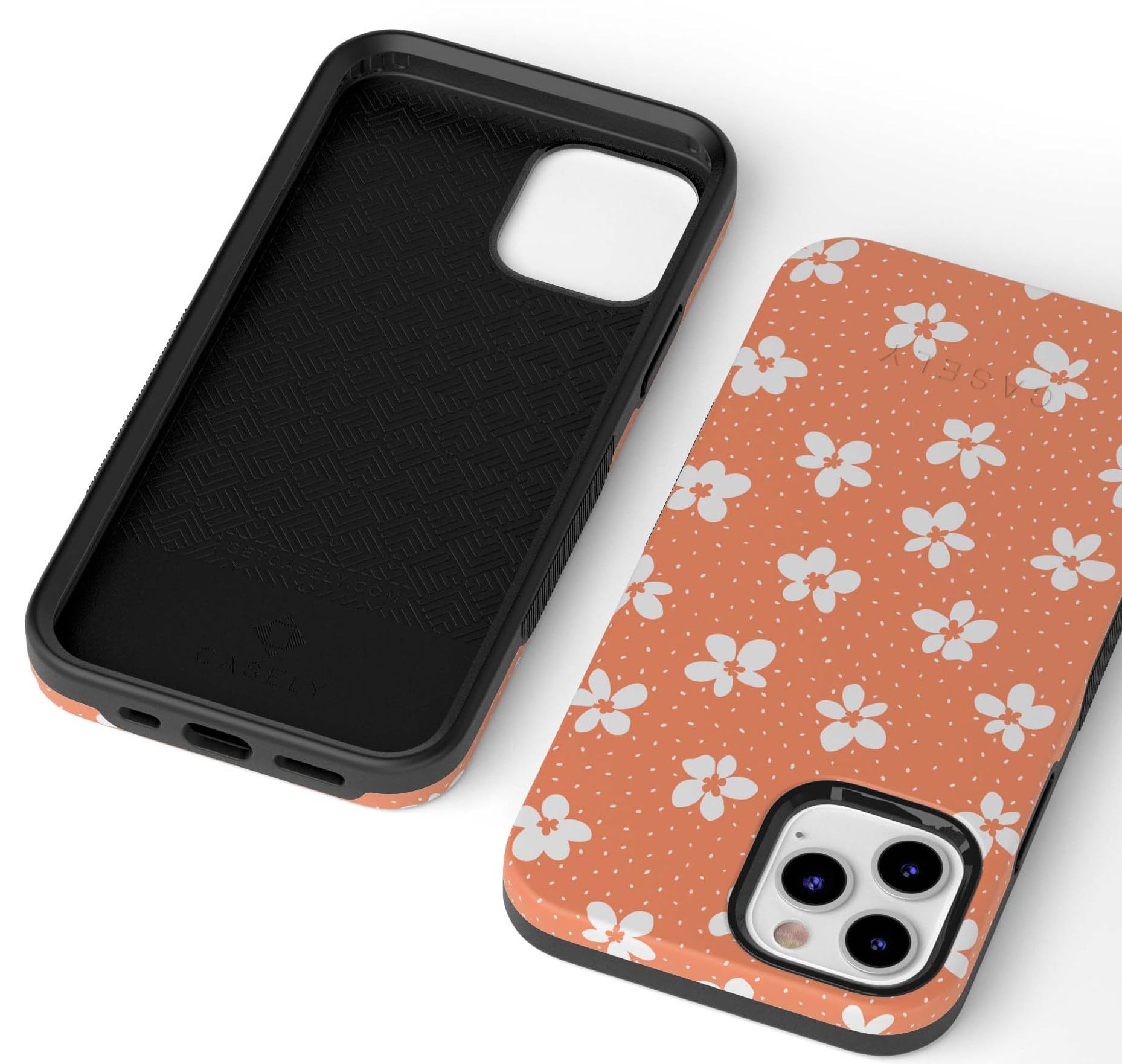 Casely iPhone 11 Pro Case - Floral Design Protective Cover with Burnt Orange Flowers | Slim Fit Shockproof Phone Cover for Women & Girls | Perfect for Everyday Use, Work & Travel
