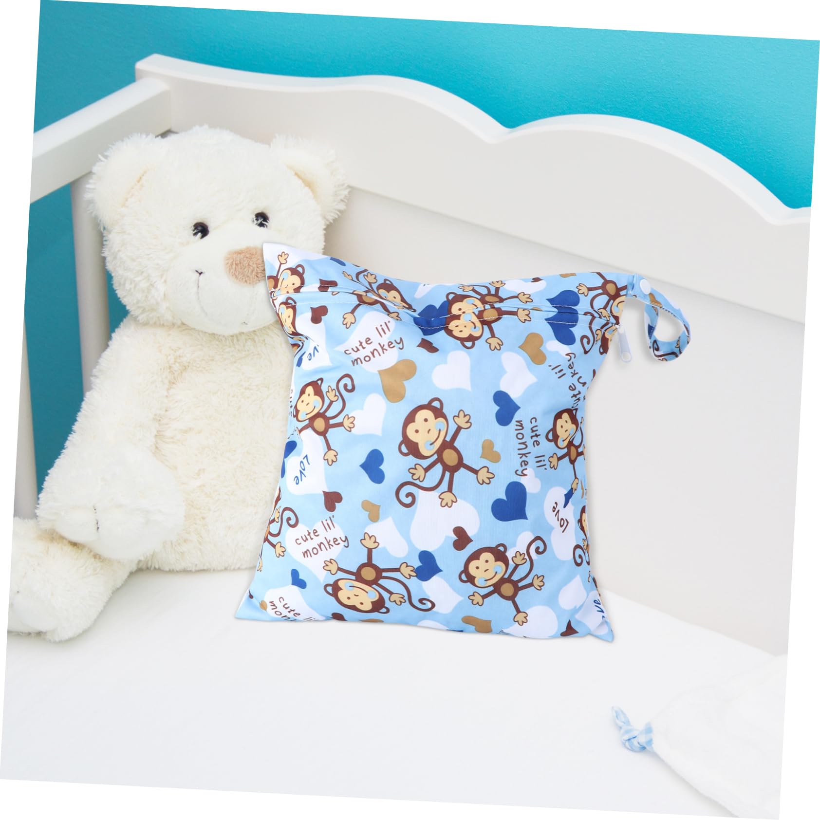 Vaguelly 2-Pack Reusable Waterproof Wet Dry Diaper Bags - Washable Baby Cloth Diaper Storage with Snap Handle, Tote Style, Polyester Material (Blue) - Perfect for Daycare, Travel & Swimming Essentials